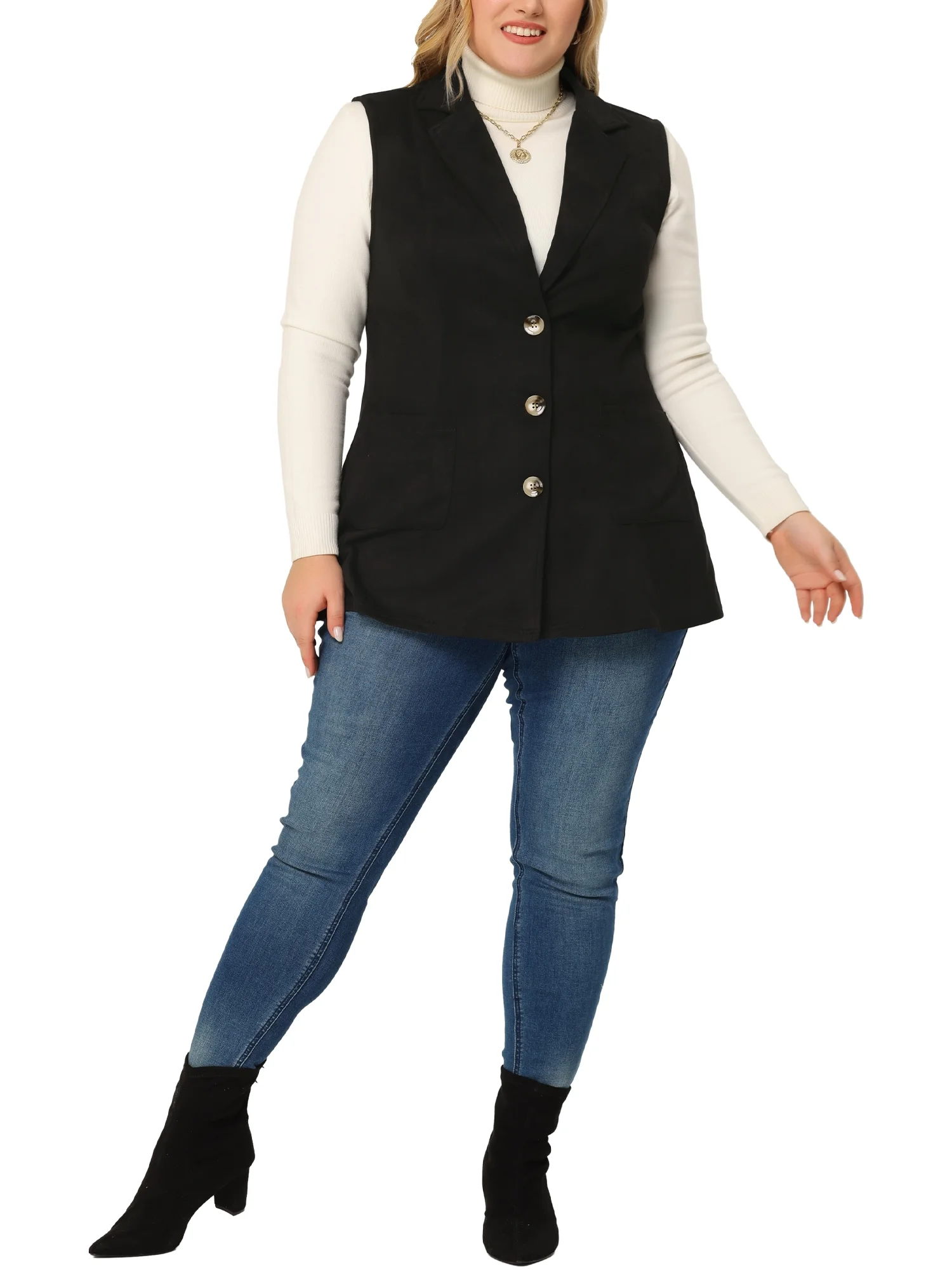 Agnes Orinda Women's Plus Size Fashion Jacket Winter Sleeveless Suede Vest