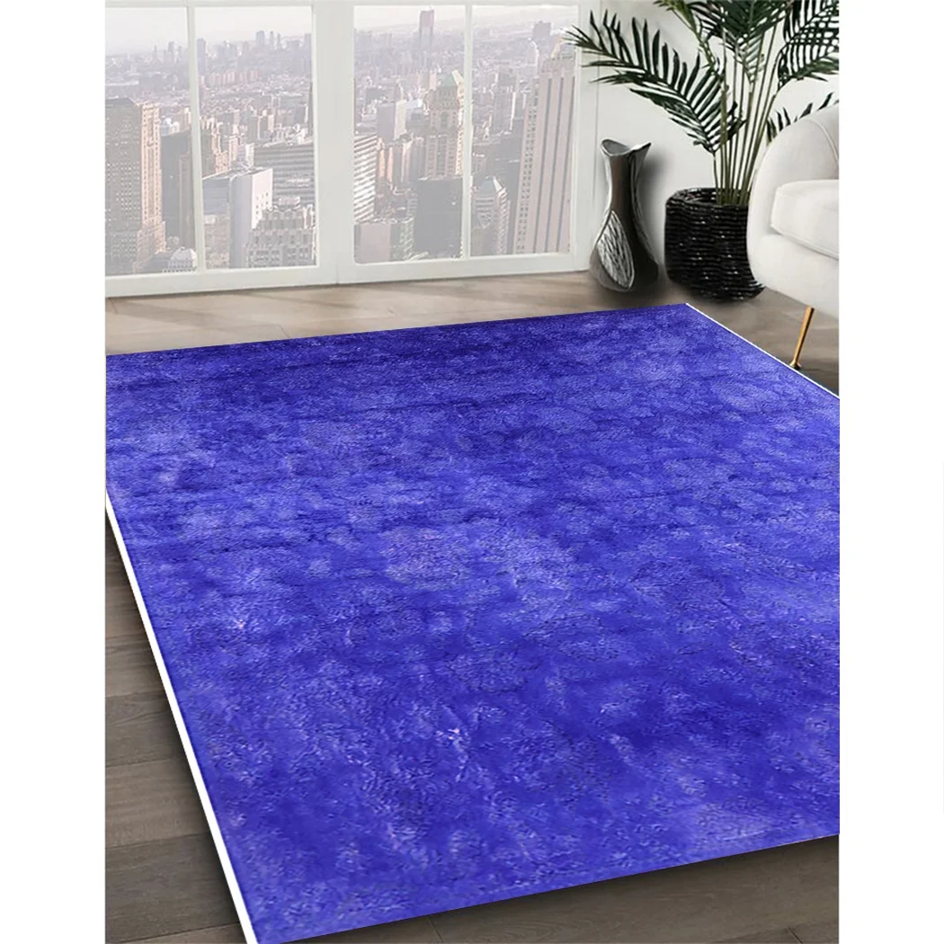 Ahgly Company Indoor Rectangle Mid-Century Modern Blue Oriental Area Rugs, 2' x 4'