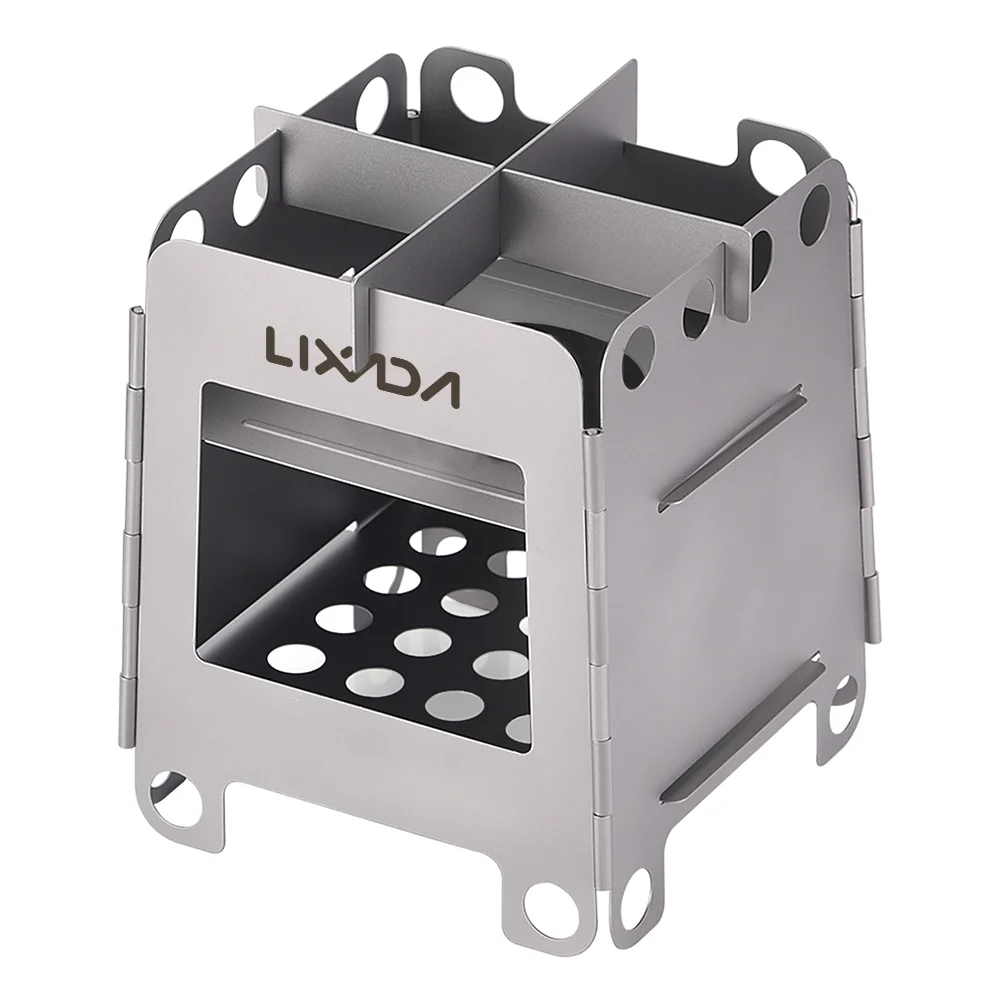 Lixada Lixada Portable Camping Titanium Lightweight Folding Wood Burning Pocket Outdoor Camping Backpacking Cooking Picn