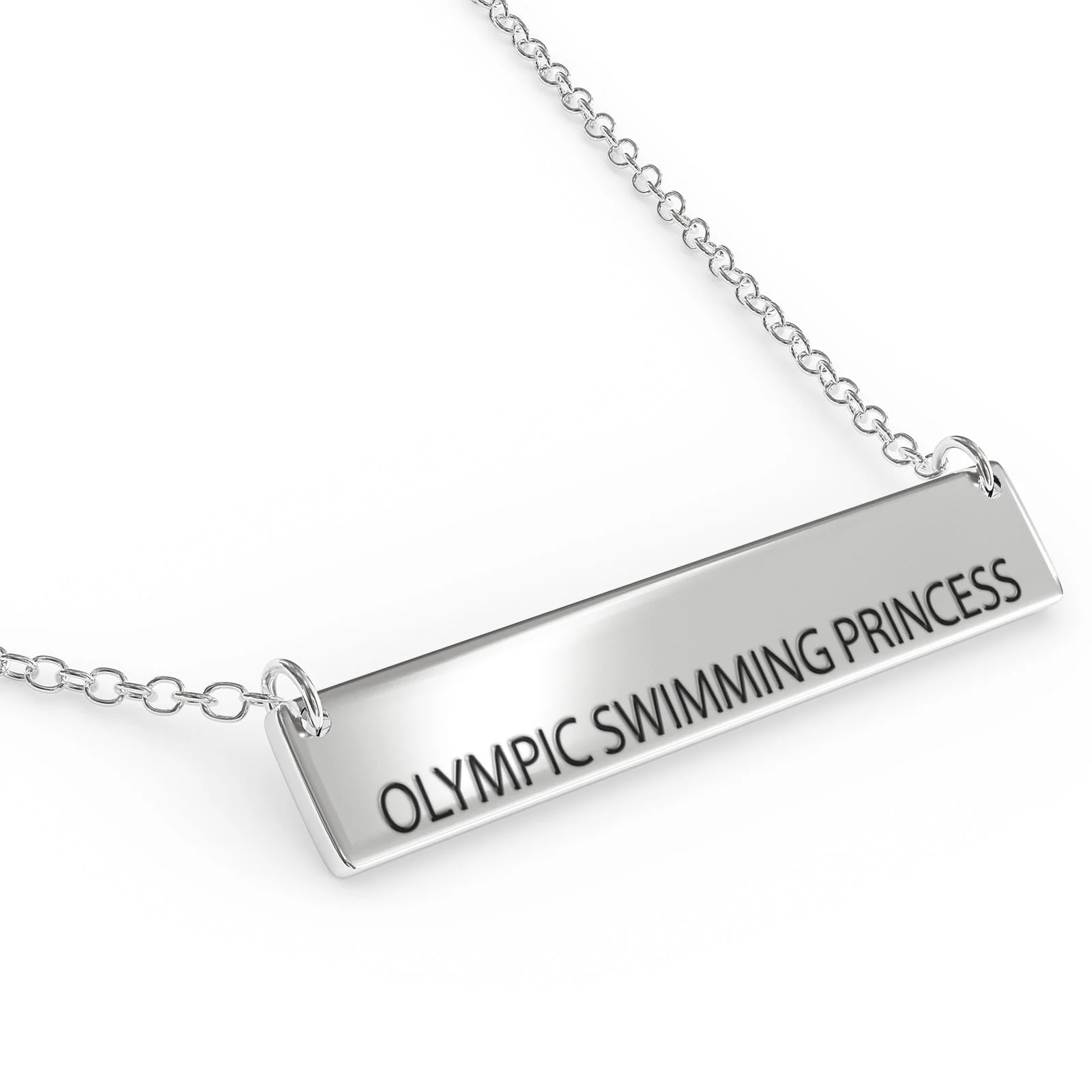 Olympic Swimming Princess Women's Bar Pendant Necklace Sterling Sliver
