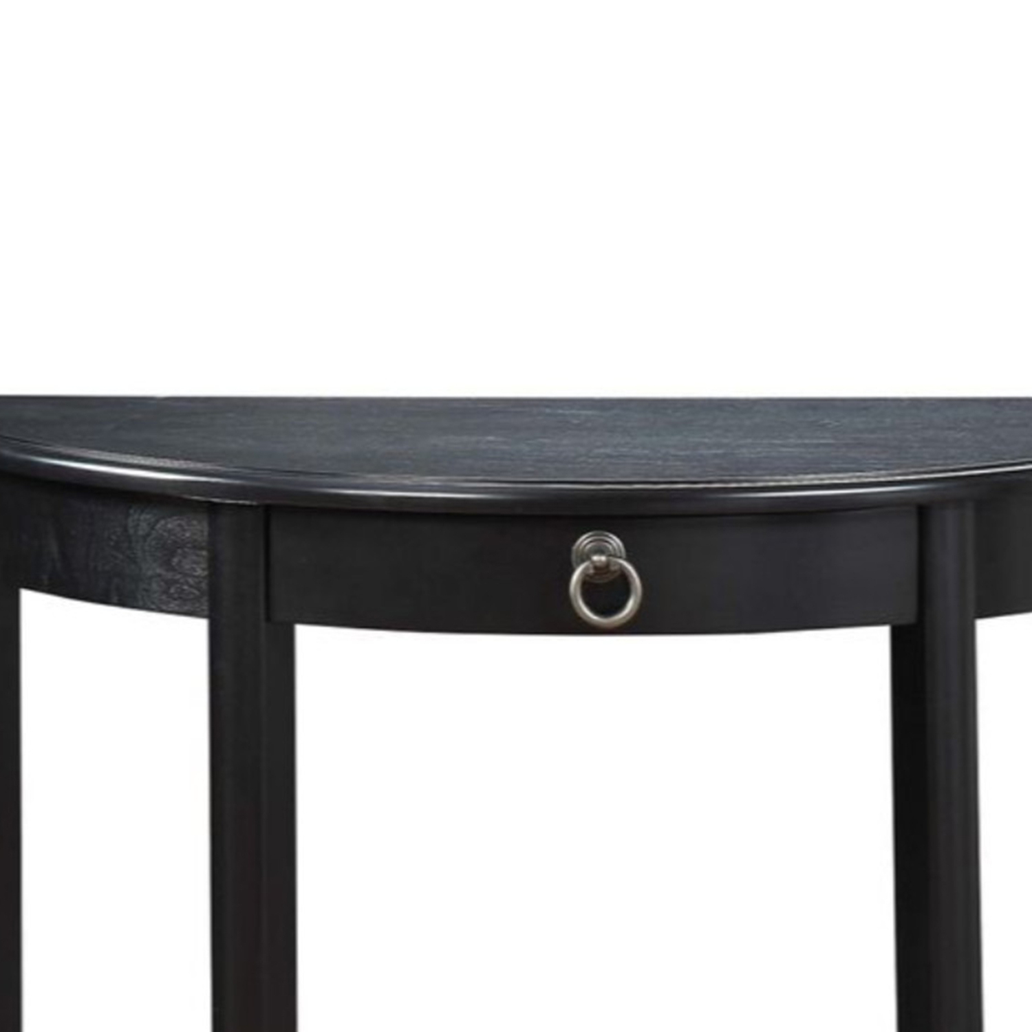 Benzara Wooden Half Moon Shaped Console Table with One Storage Drawer, Black