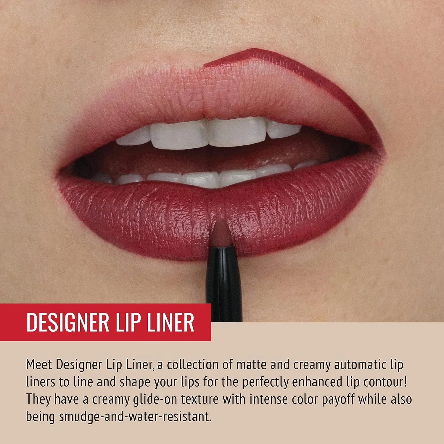 Runway Rogue Designer Liner Lip Pencil, Matte Garnet-Maroon Lip Liner and Sharpener, Get the Look