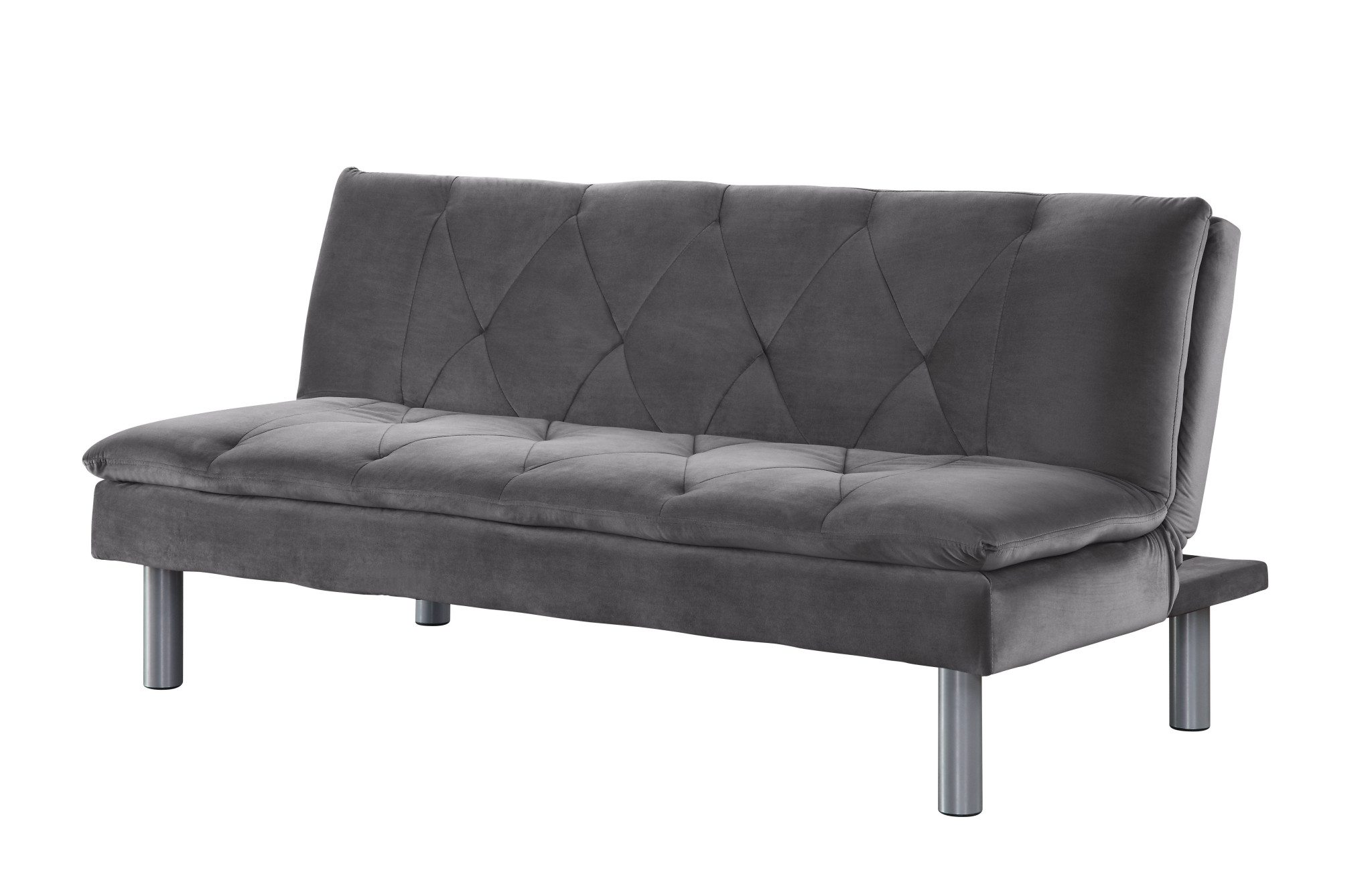 HomeRoots 491021 66 in. Grey Velvet & Silver Sleeper Sofa