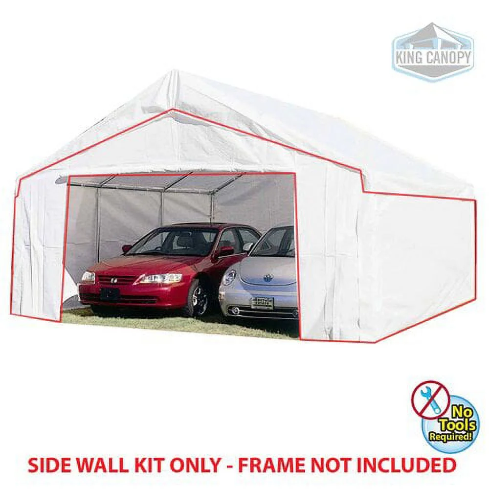 King Canopy 18 ft x 20 ft Carport Canopy Sidewall Kit w/ Flaps