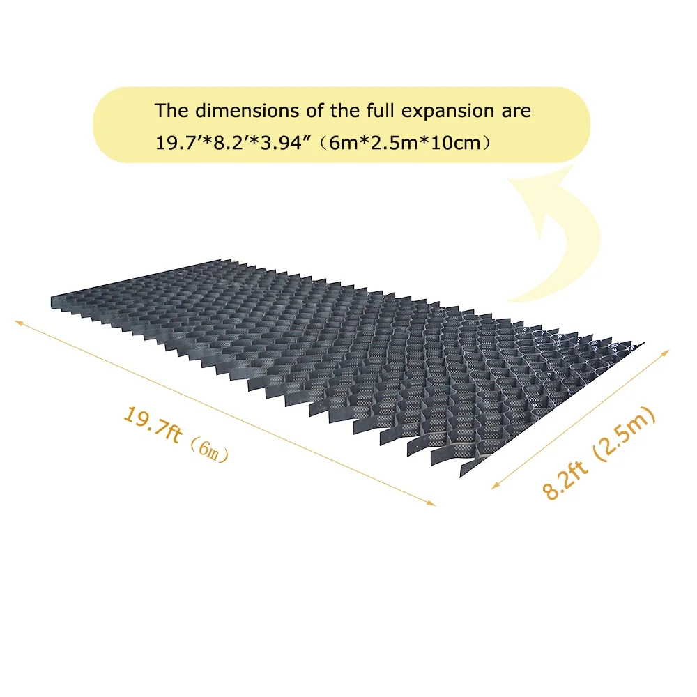 INTBUYING 4in Thick HDPE Ground Grid Honeycomb Geocell Subgrade Reinforcement 8.2*19.7ft
