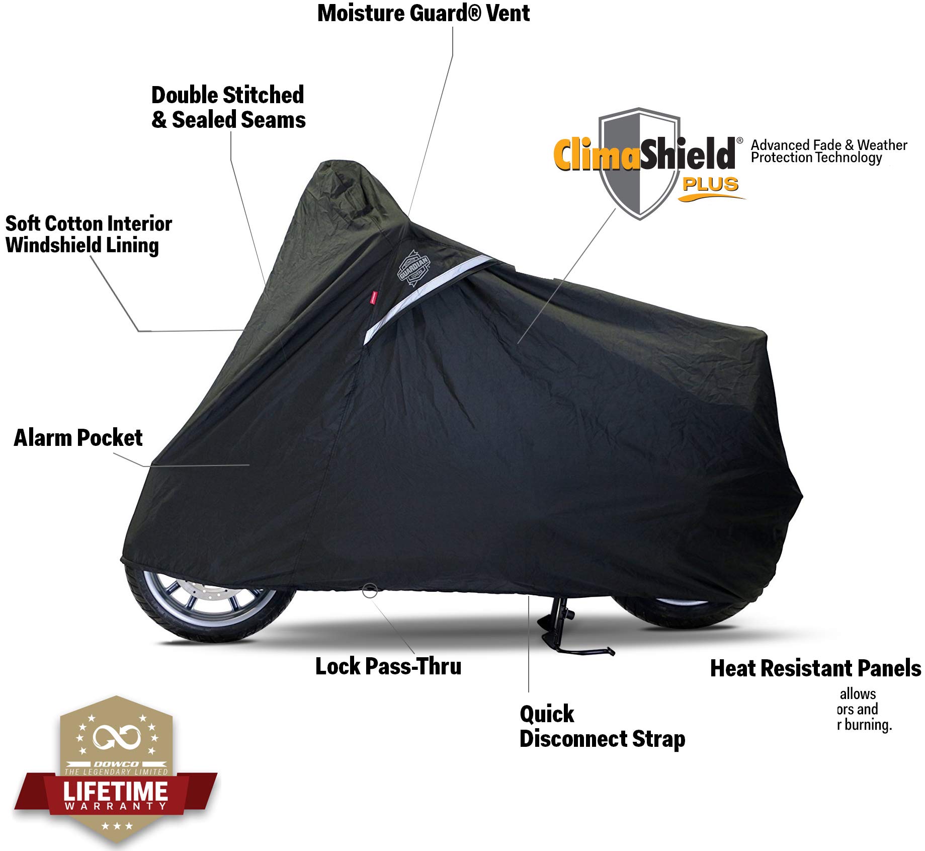 Dowco Guardian Weatherall Plus Heavy Duty Outdoor Waterproof Scooter Cover: Black, Medium, Scooter M 50031-00