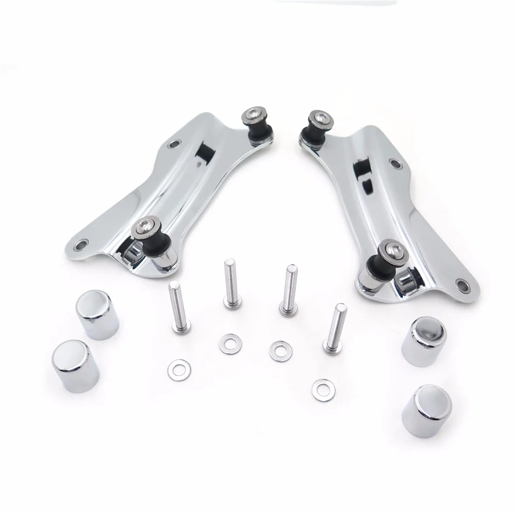HTT Motorcycle 4-point Docking Hardware Kit w/ Cover For Harley Touring '14-'17 FLHR FLHT Chrome