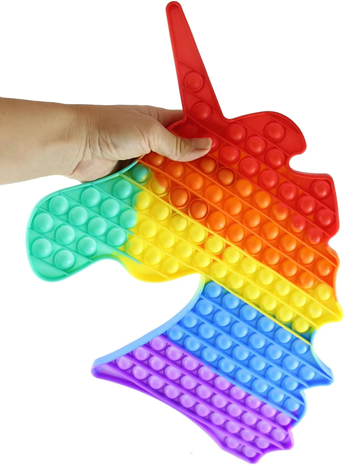 Jumbo Unicorn Head Animal Theme Bubble Pop Fidget Toy - Cute Silicone Push Poke Bubble Wrap Fidget Toy - Press Bubbles to Pop - Bubble Popper Sensory Stress Toy OT