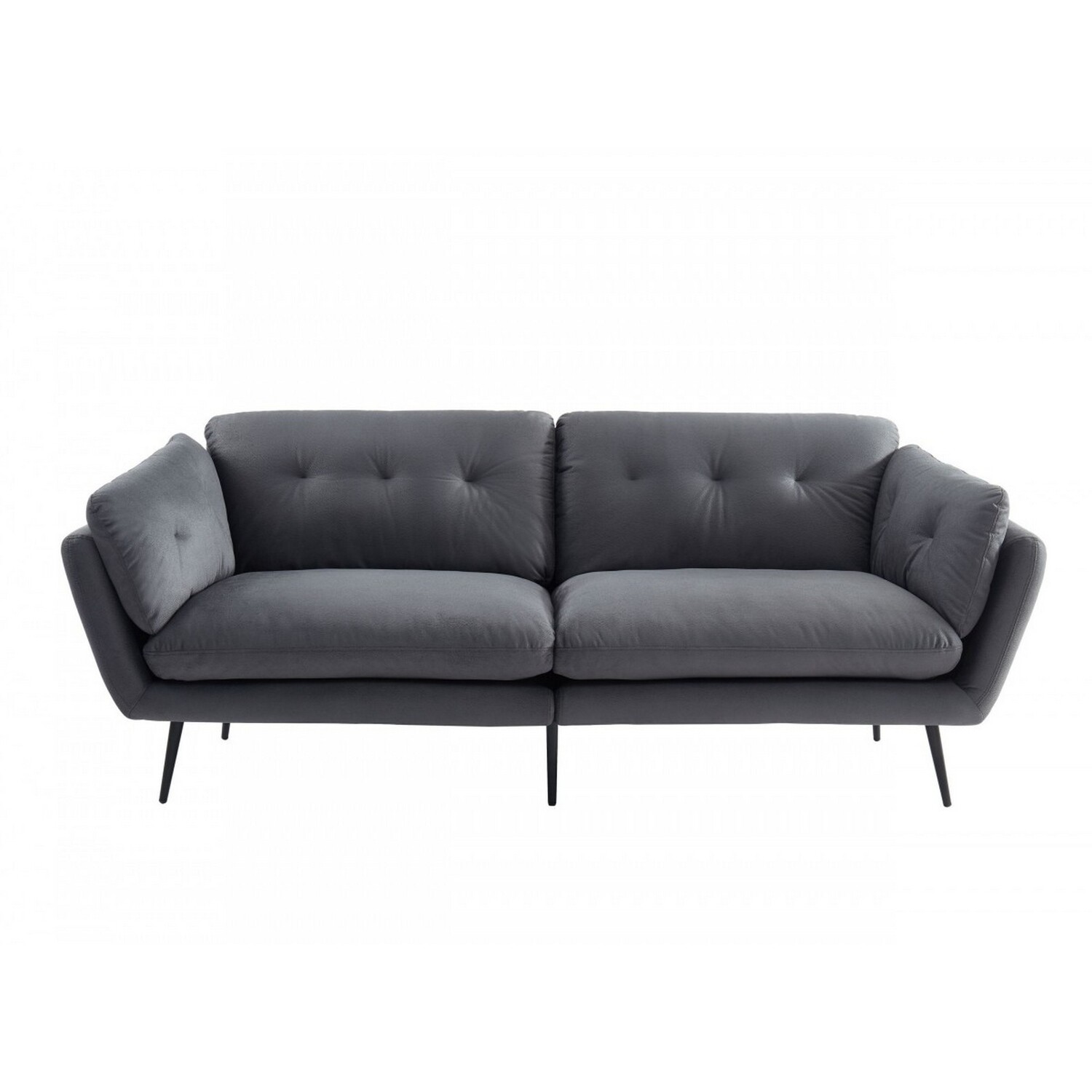Benjara 84 Inch Fabric Upholstered Sofa with Tufted Details, Dark Gray