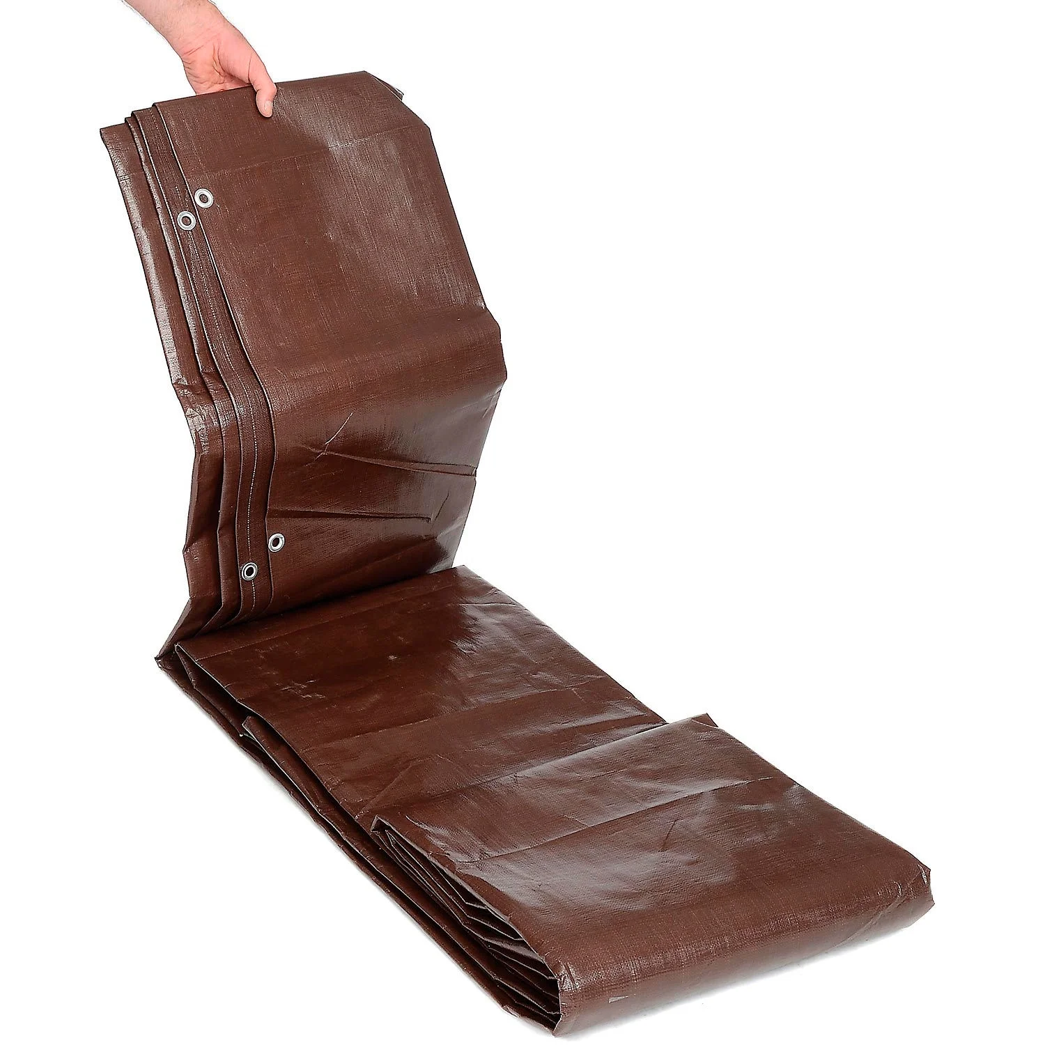 Global Industrial Super Heavy Duty Tarp, 10'W x 10'L, 8 oz., Brown