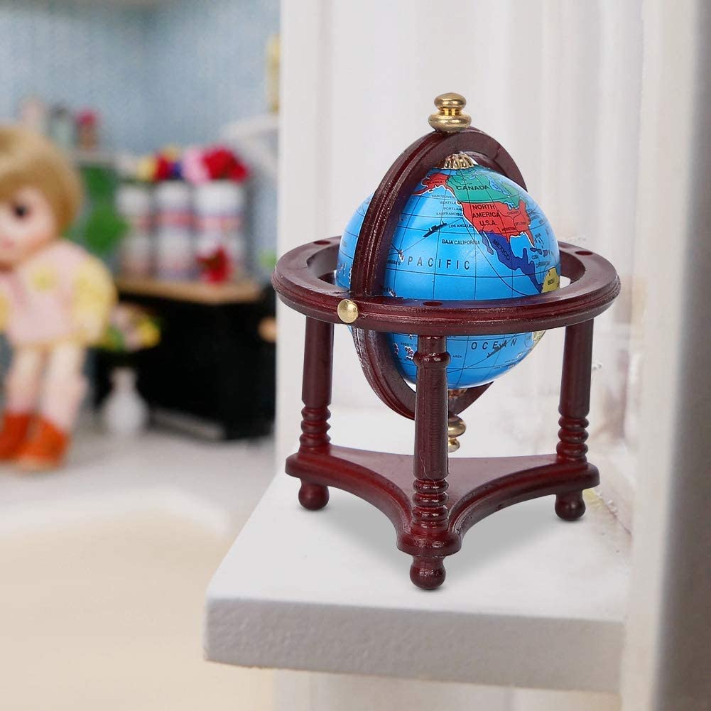Dollhouse Decoration Globe 1:12 Miniature World Globe Library Office School Supplies Dollhouse Decoration Accessories