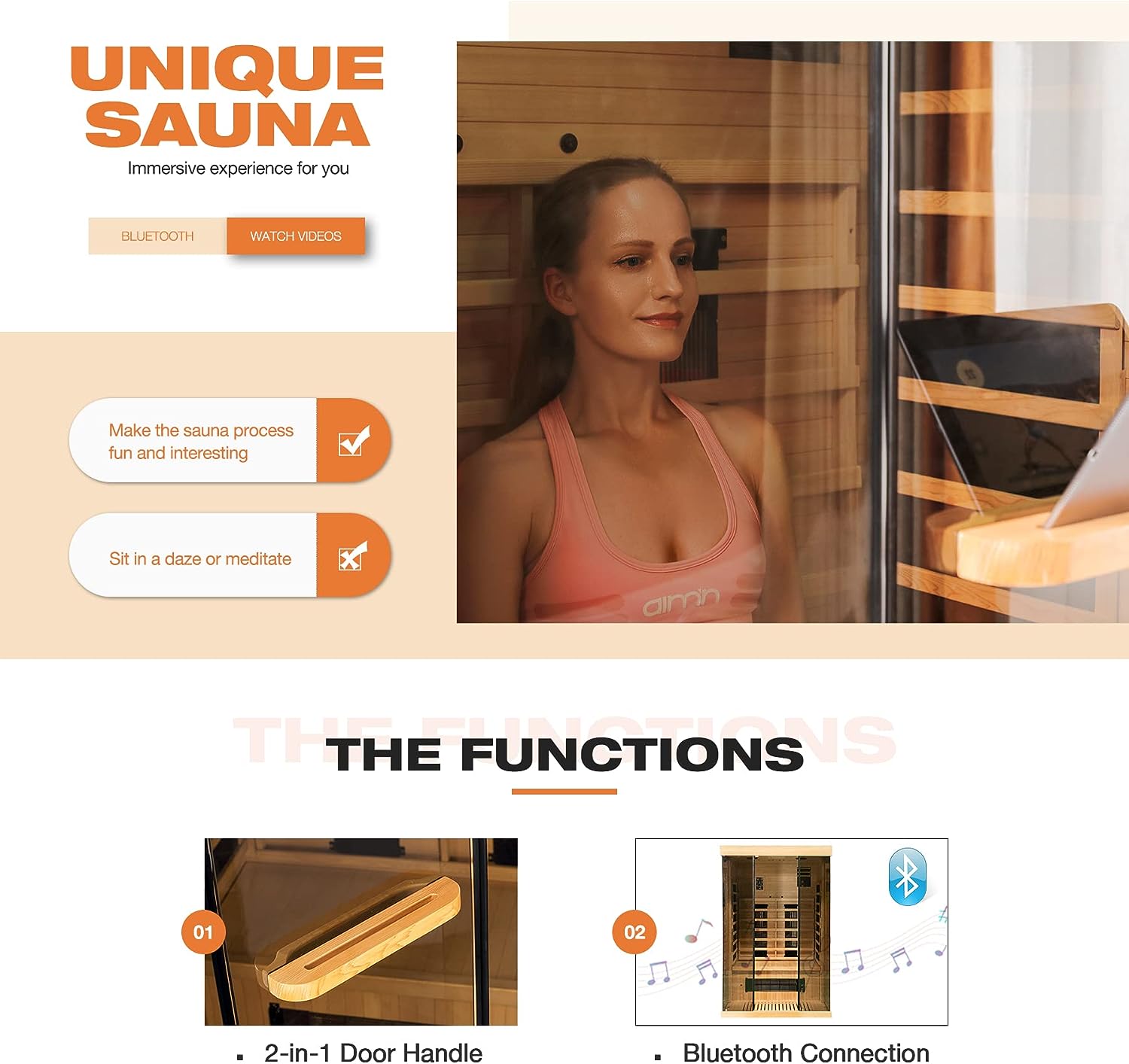 Richryce Infrared Sauna, 1-2 Person Home Sauna with 10 Minutes Warm-up Heater Tube& Carbon Panels