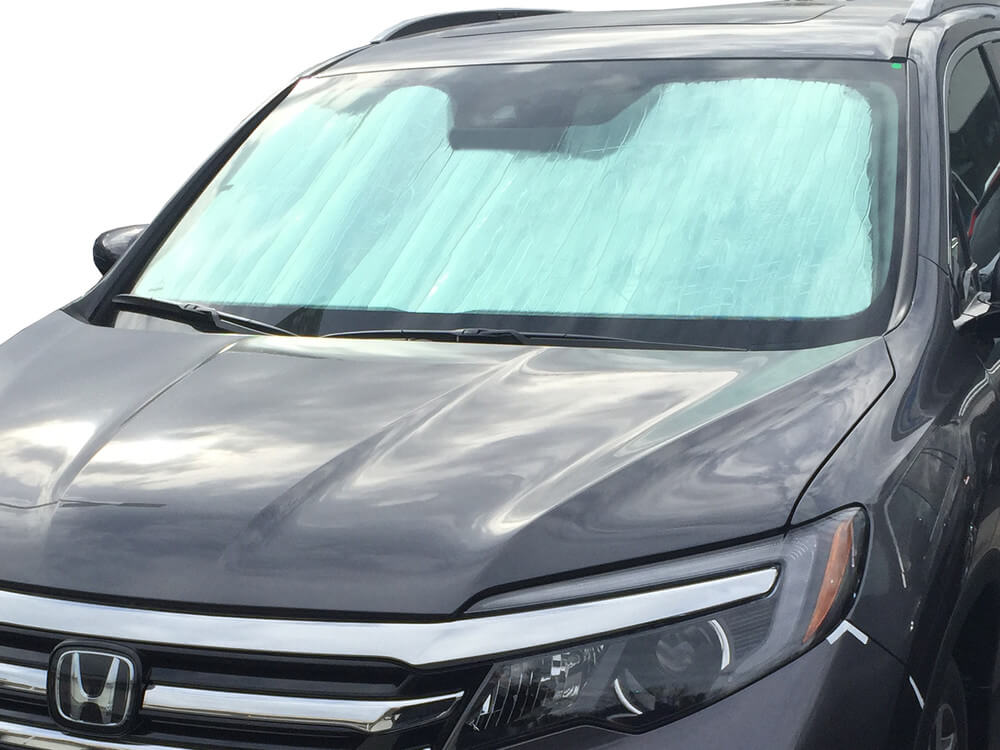 HeatShield, The Original Windshield Sun Shade, Custom-Fit for Honda Pilot SUV w/ Sensor 2016, 2017, 2018, 2019, 2020, 2021, Silver Series