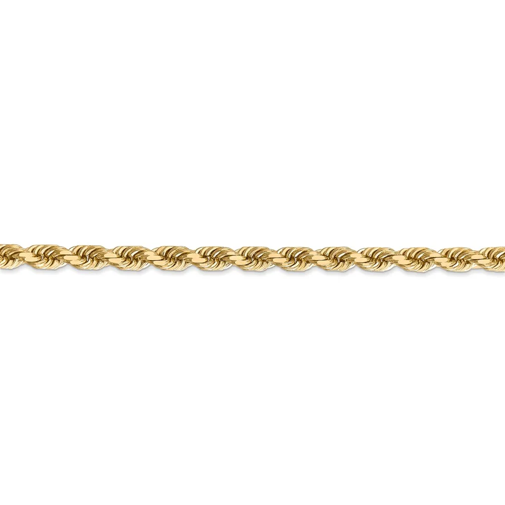 Real 14kt Yellow Gold 4.5mm Diamond Cut Rope with Lobster Clasp Chain Chain ; for Adults and Teens; for Women and Men