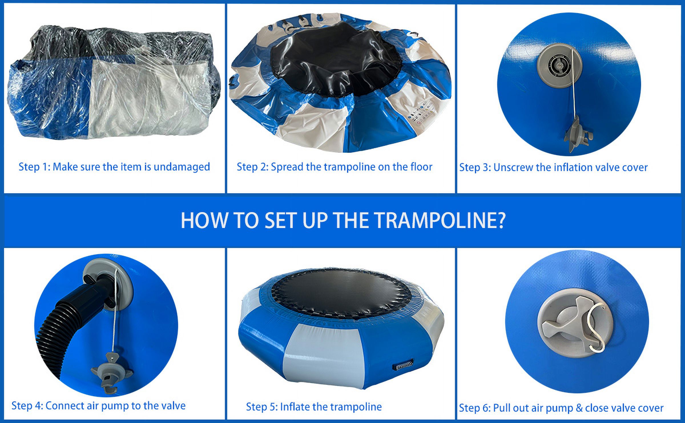 TONKOUM 6.5ft Inflatable Water Trampoline Floating Bouncer Swim Platform