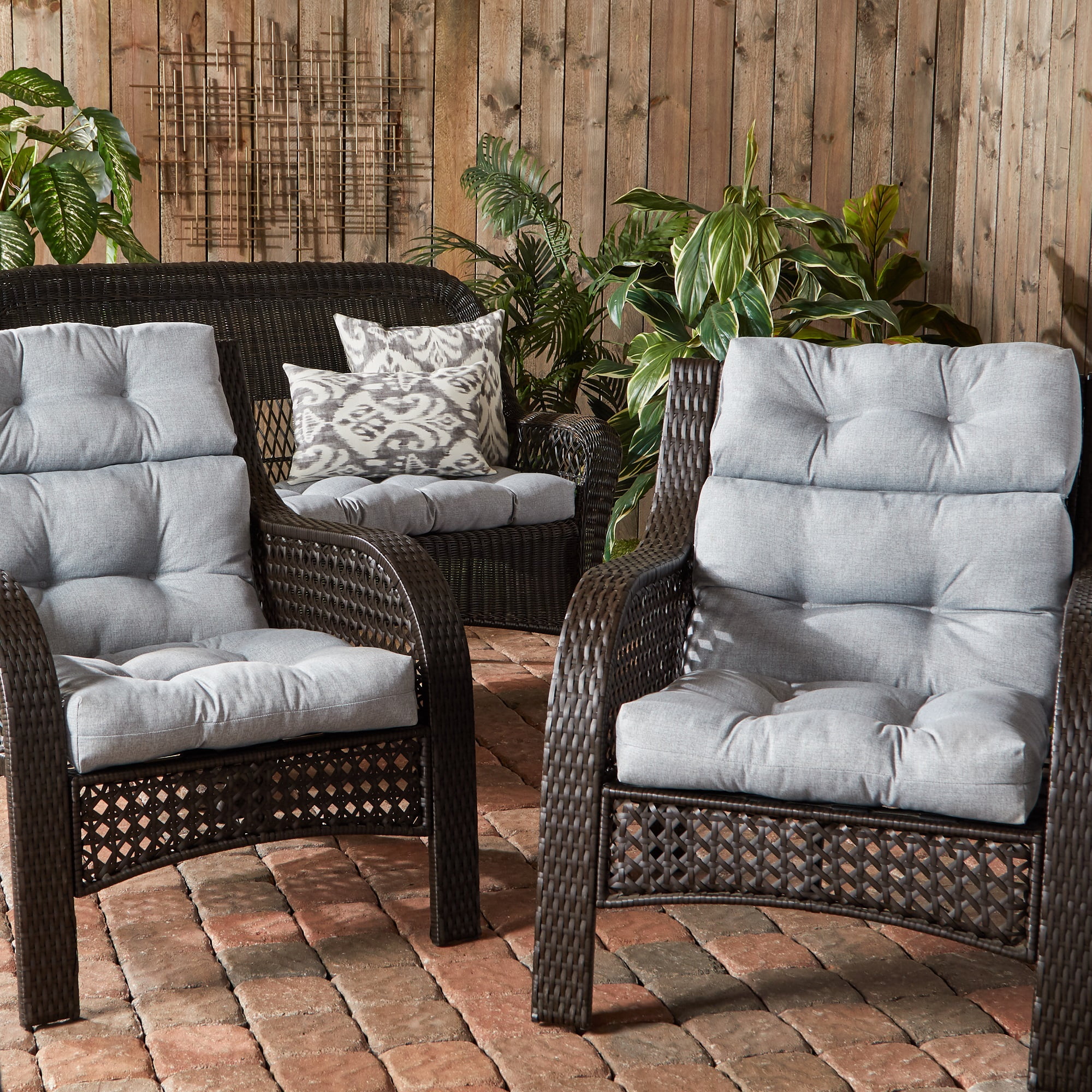 Heather Gray 44 x 22 in. Outdoor High Back Chair Cushion (set of 2) by Greendale Home Fashions