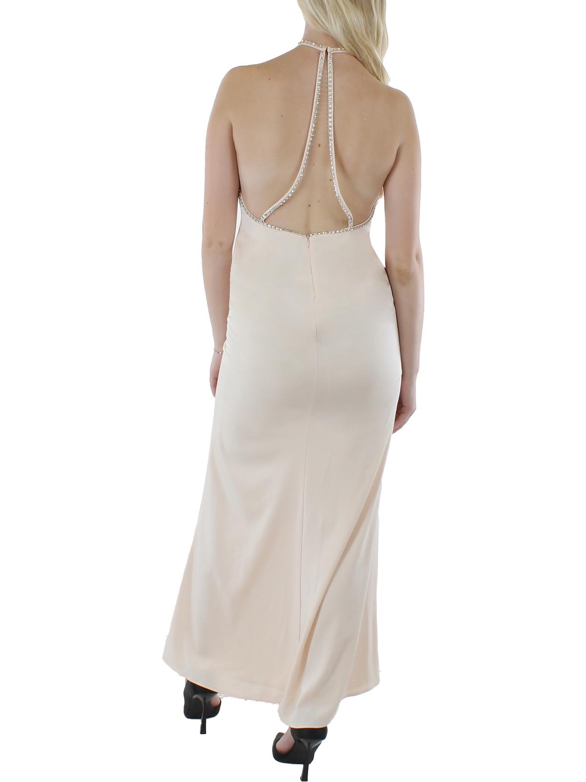 Ieena for Mac Duggal Womens Embellished Halter Evening Dress