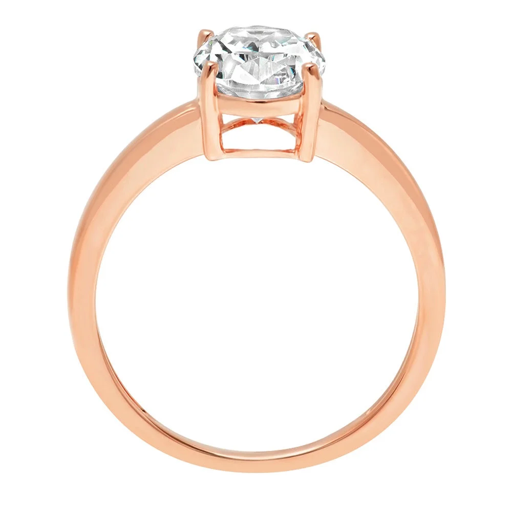 2.5 ct Oval Cut Real Genuine Natural Diamond SI1-SI2 I-J 18K Rose Gold Solitaire Promise Wedding Statement Engagement Designer Ring size 3.5