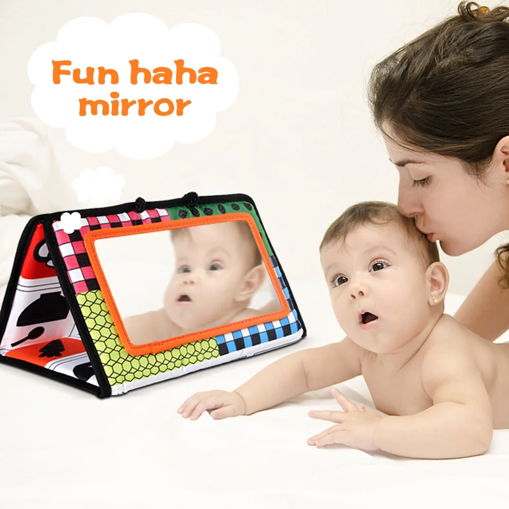 EASTIN Tummy Time Floor Mirror, Developmental Baby Mirror Tummy Time Toys Activity Double High Contrast Baby Toy Black and White Infant Toys for Babies Newborn Infants Toddler Boys and Girls