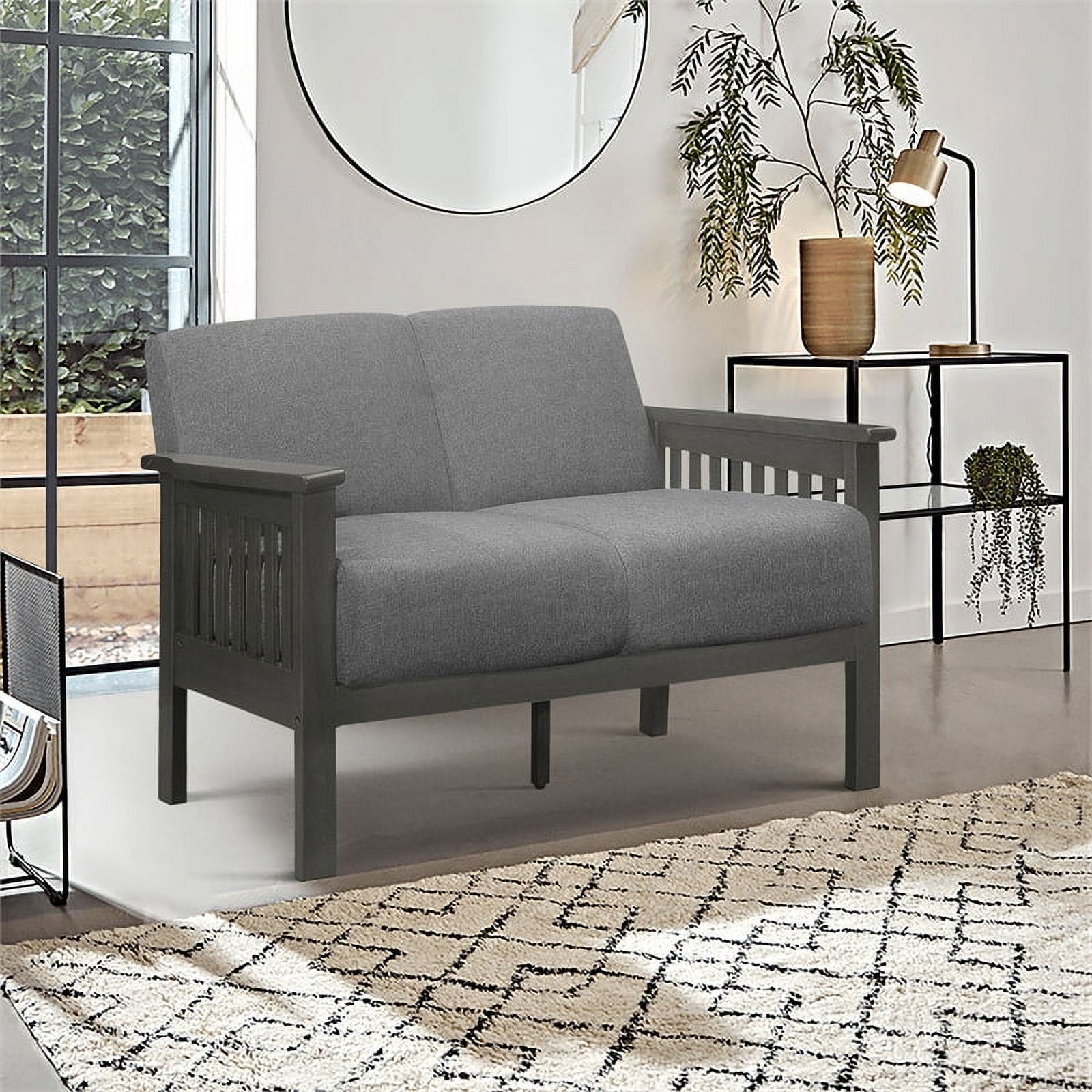 Lexicon Lewiston Textured Fabric 2-Piece Upholstered Sofa Set in Gray