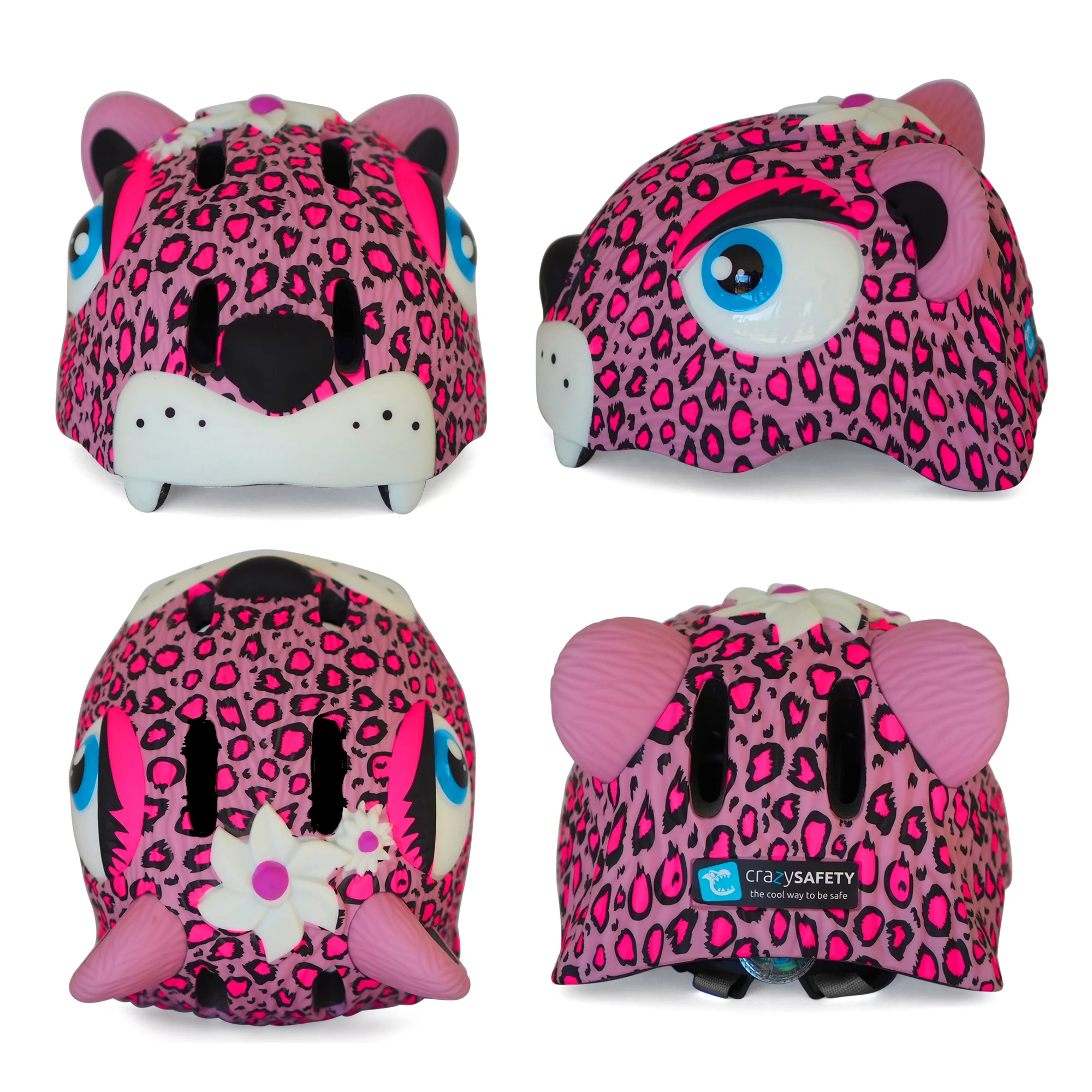 Crazy Safety Animal Kids Bike Helmet for Boys and Girls, Pink Leopard