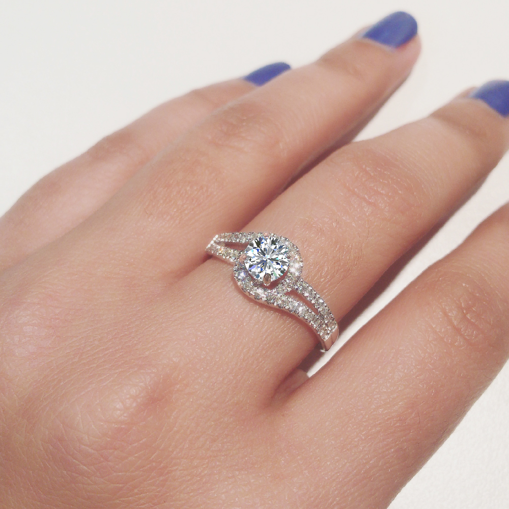 Engagement Rings for Women 14K Gold Diamond Rings Ocean Wave Style 1.25 CT (F,VS1)