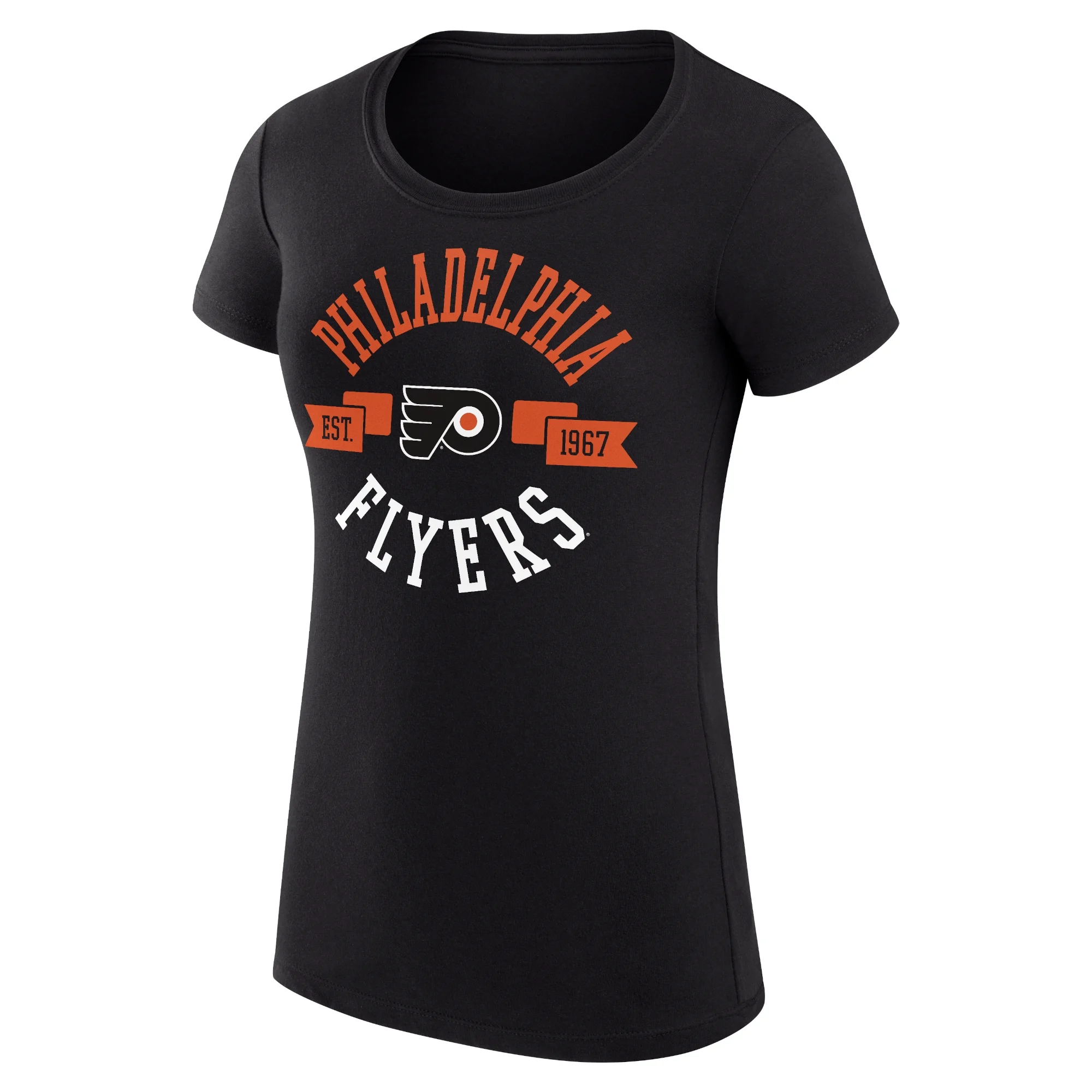 Women's G-III 4Her by Carl Banks Black Philadelphia Flyers City Graphic Sport Fitted Crewneck T-Shirt