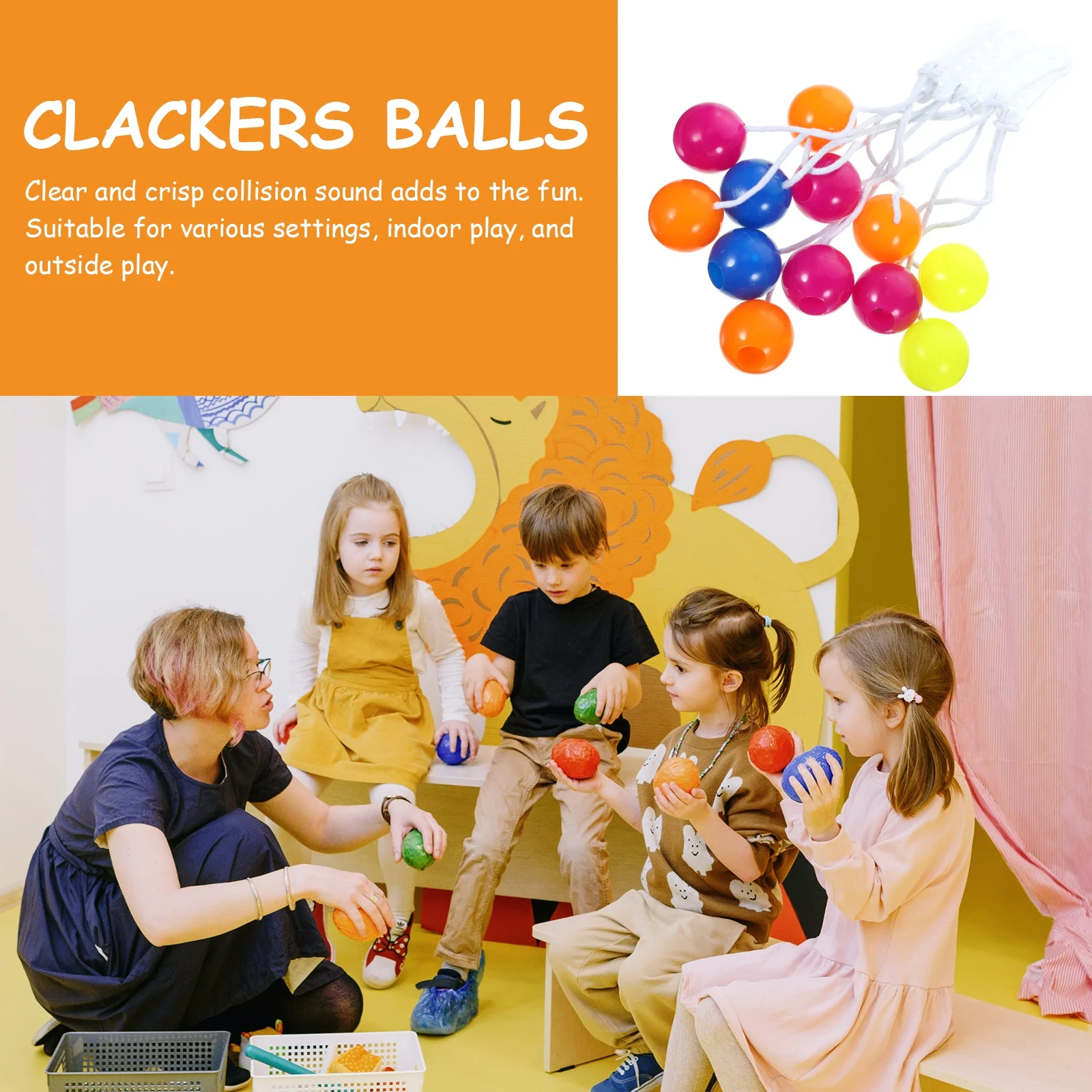 Kid Toy Kids Playsets Bumper Ball Children's Toys Double Pool Hand Clackers Balls Vent Plastic 6 Pcs