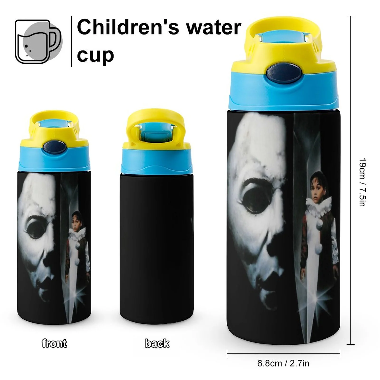 Michael Myers Halloween Horror Kid's Insulated Water Bottle With Straw Vacuum Stainless Steel Cup Leak-Proof Children Toddler Thermoses