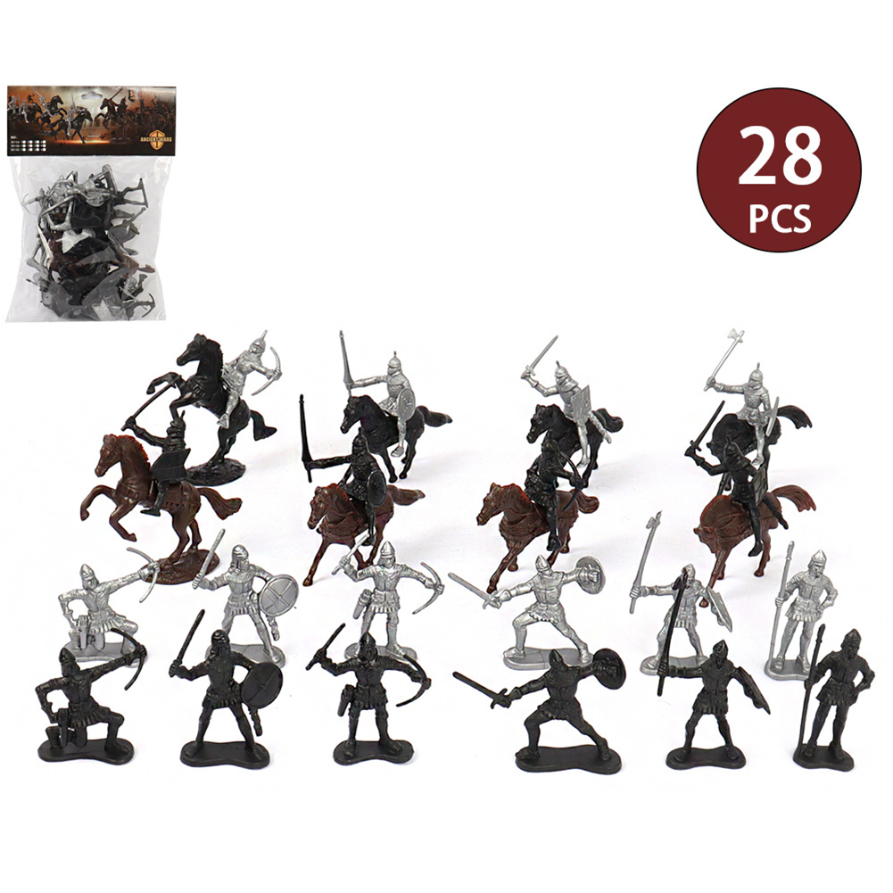 Surakey 28Pcs Ancient Middle Ages Toy Soldier Figures Army Infantry Archaic Soldiers Model Medieval Military Figurines Toy