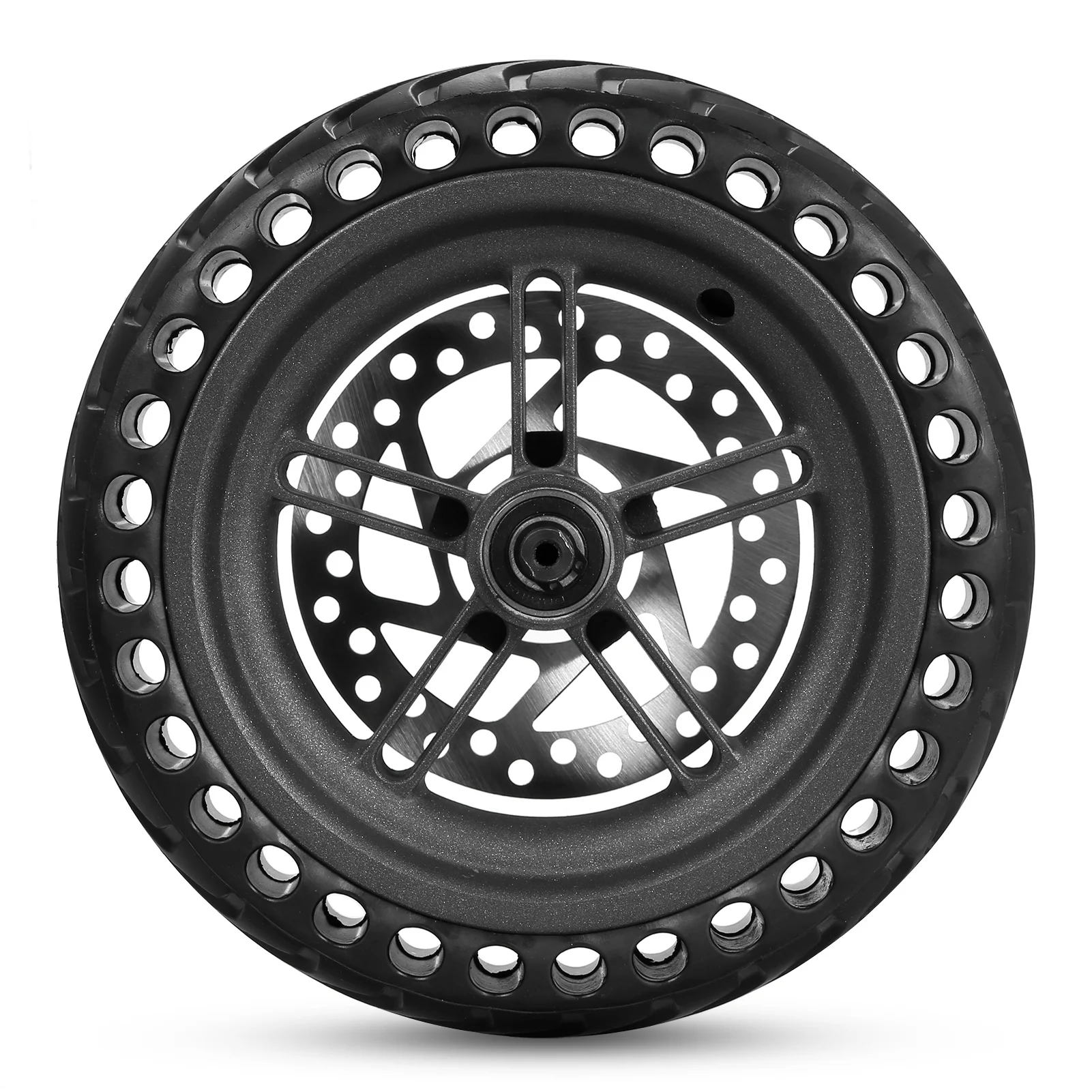 Andoer Electric Scooter Rear Tire with Wheel Hub Disc Brake Set 8.5 inches Solid Electric Scooter Wheel Replacement for M365 Electric Scooter Spare Parts