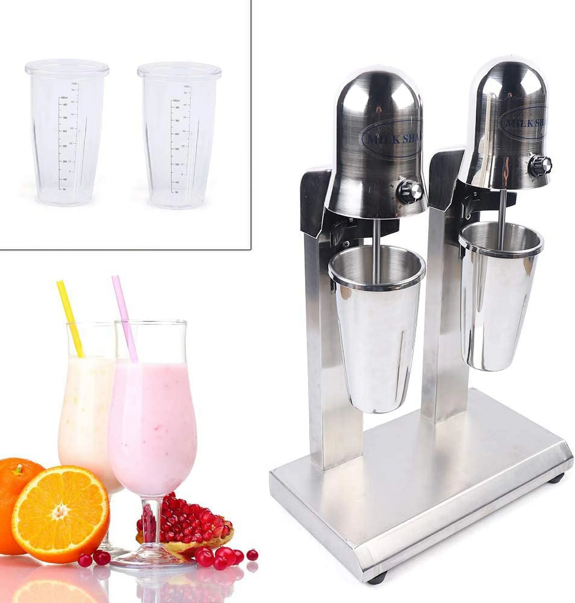 DENEST Dual Head Commercial Electric Milk Shaking Machine Milkshaker with 2pcs 650ml Cup Drink Mixer