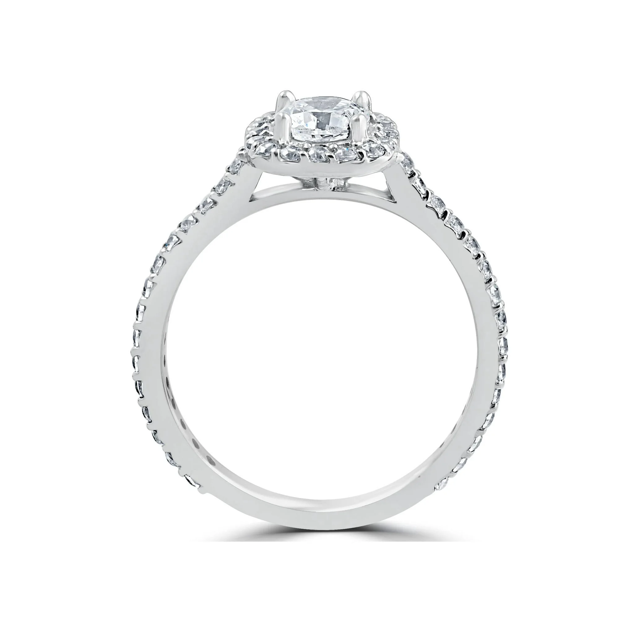 1.20Ct Round Cut Lab Grown Diamond (VVS1/G-H) 10K White Gold Halo Ring Fine Jewelry for Women Gifts