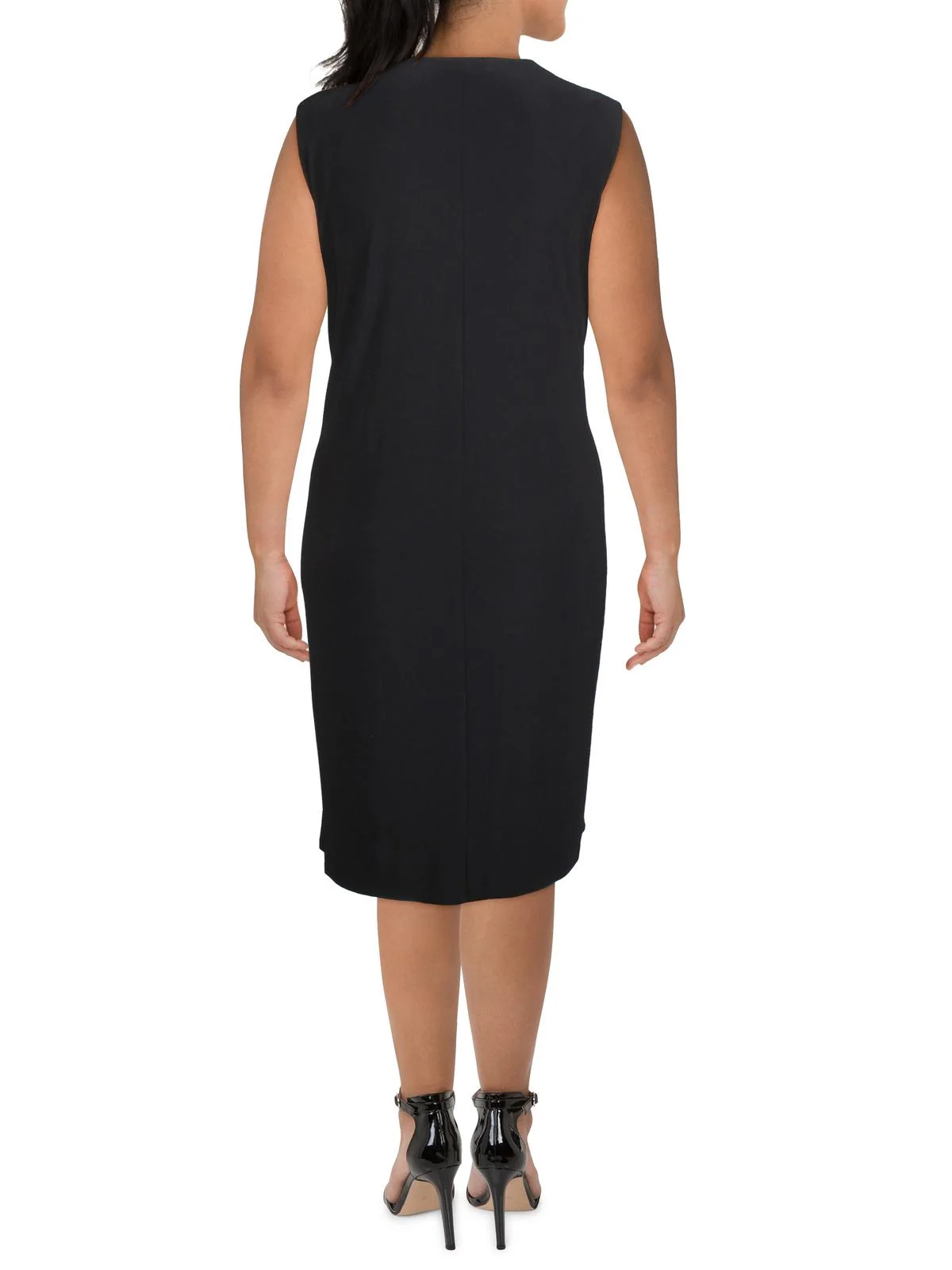 R&M Richards Womens Plus Knit Sleeveless Shift Dress