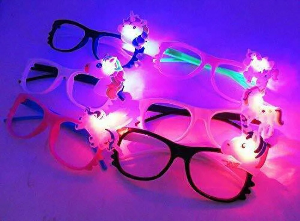 12 pk Unicorn LED Light Up glasses Color May Vary children party item birthday