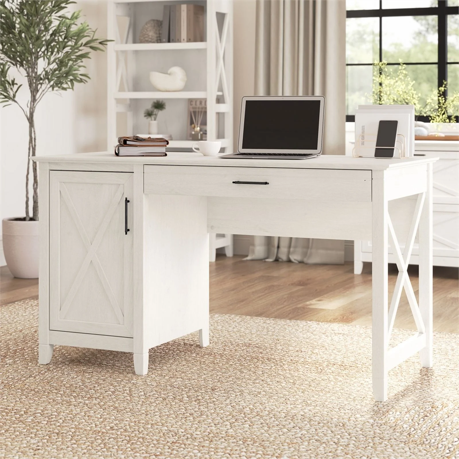 UrbanPro Farmhouse Engineered Wood Computer Desk with Storage in White
