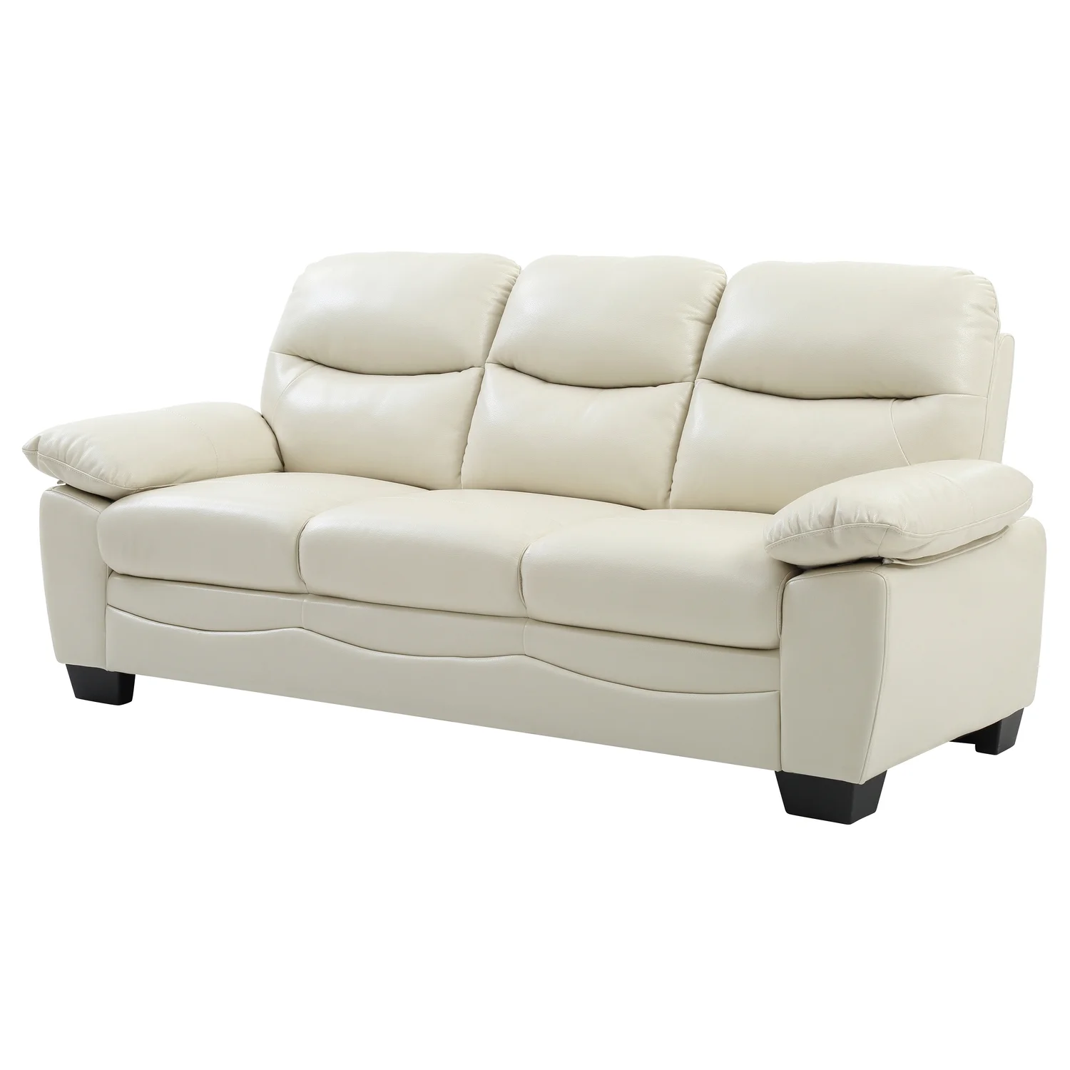 Passion Furniture Marta Flared Arm Faux Leather Pearl Straight Sofa PF-G675-S