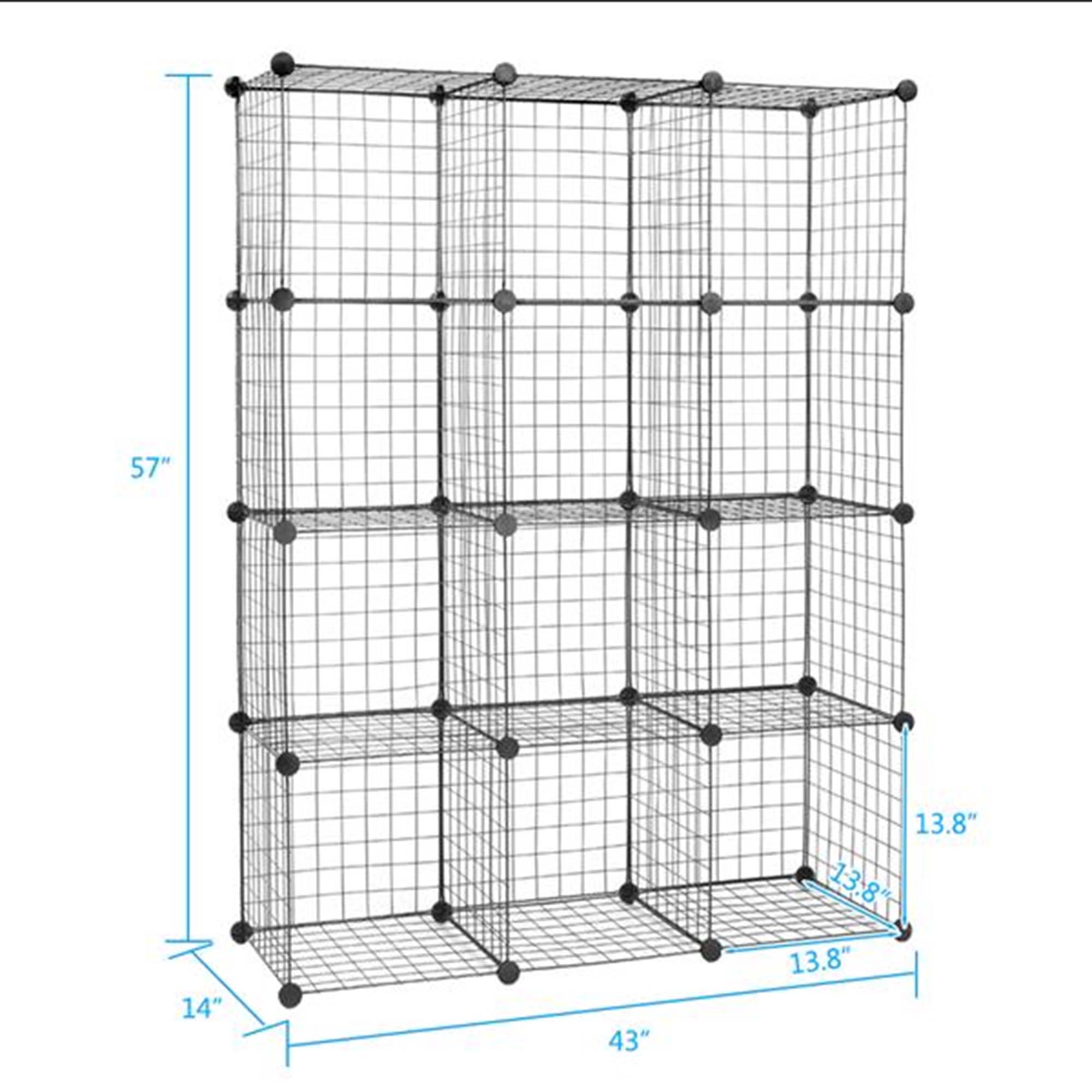 12-Cube Organizer Cube Storage Storage Shelves Wire Cube Storage Origami Shelves Metal Grid Multifunction Shelving Unit Modular Cubbies Organizer Bookcase