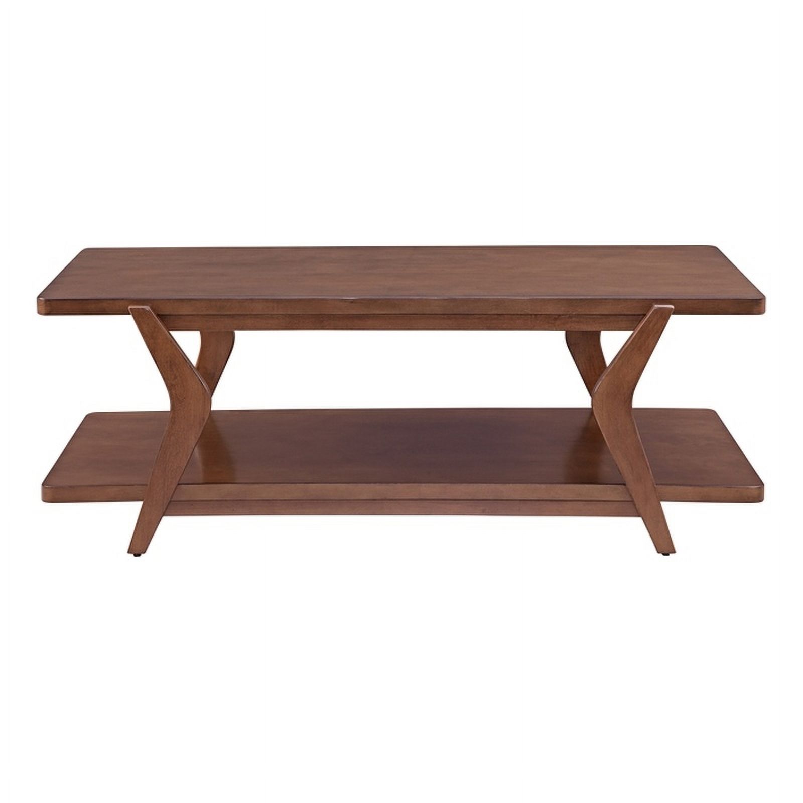 Bassett Mirror Stratton Mid-Century Wood Cocktail Table in Brown Walnut