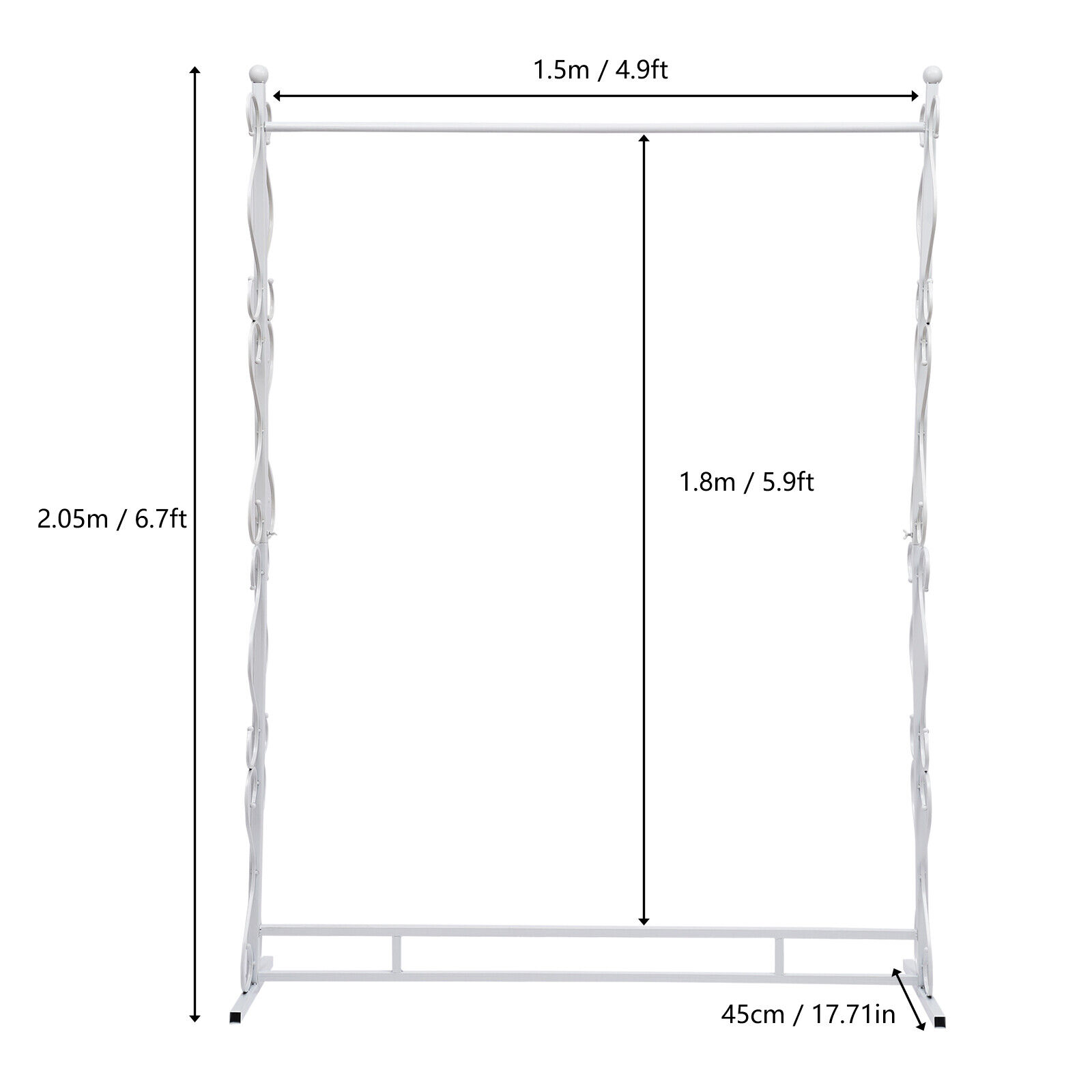 White Garment Rack Metal Clothing Shelf Bridal Dress Stand Wedding Gown Display Storage