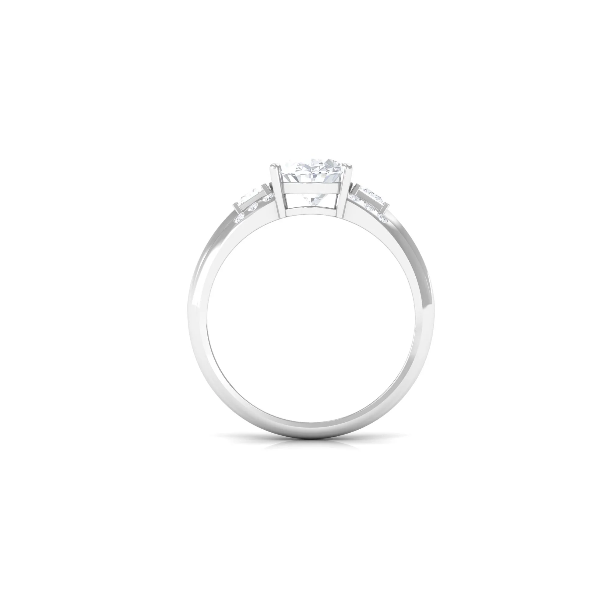 Cubic Zirconia Solitaire Engagement Ring for Women - 8X10 mm Oval Shape Zircon, 925 Sterling Silver, US 4.00