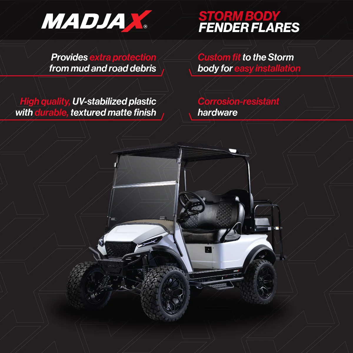 Fender Flare Set for MadJax STORM 2023 Body Kit fits E-Z-GO TXT Golf Cart |1994 - up