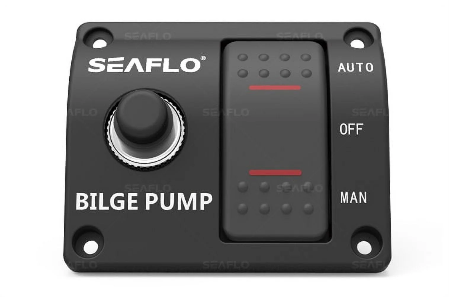 SEAFLO 3-Way Bilge Pump Switch Panel (Automatic-Off-Manual) 12v 24v w/ Built-In Fuse Holder