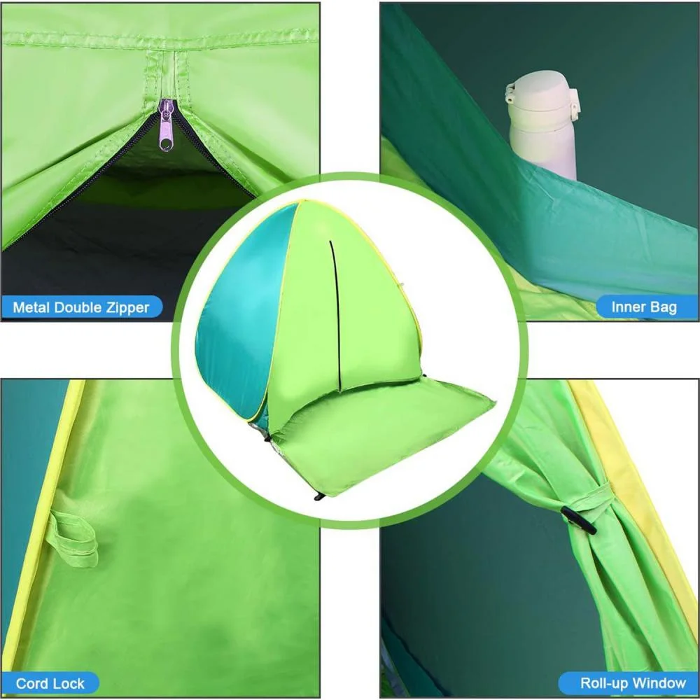 FBSPORT Beach Tent Pop UP Portable Graduation Gift for One Adults with Carry Bag, Green/Cyan