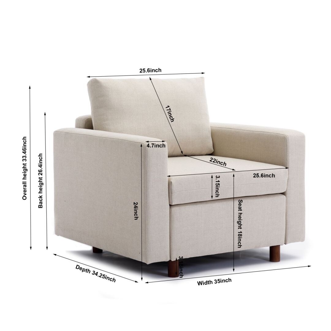 Single Seat Module Sofa Sectional Couch Cream