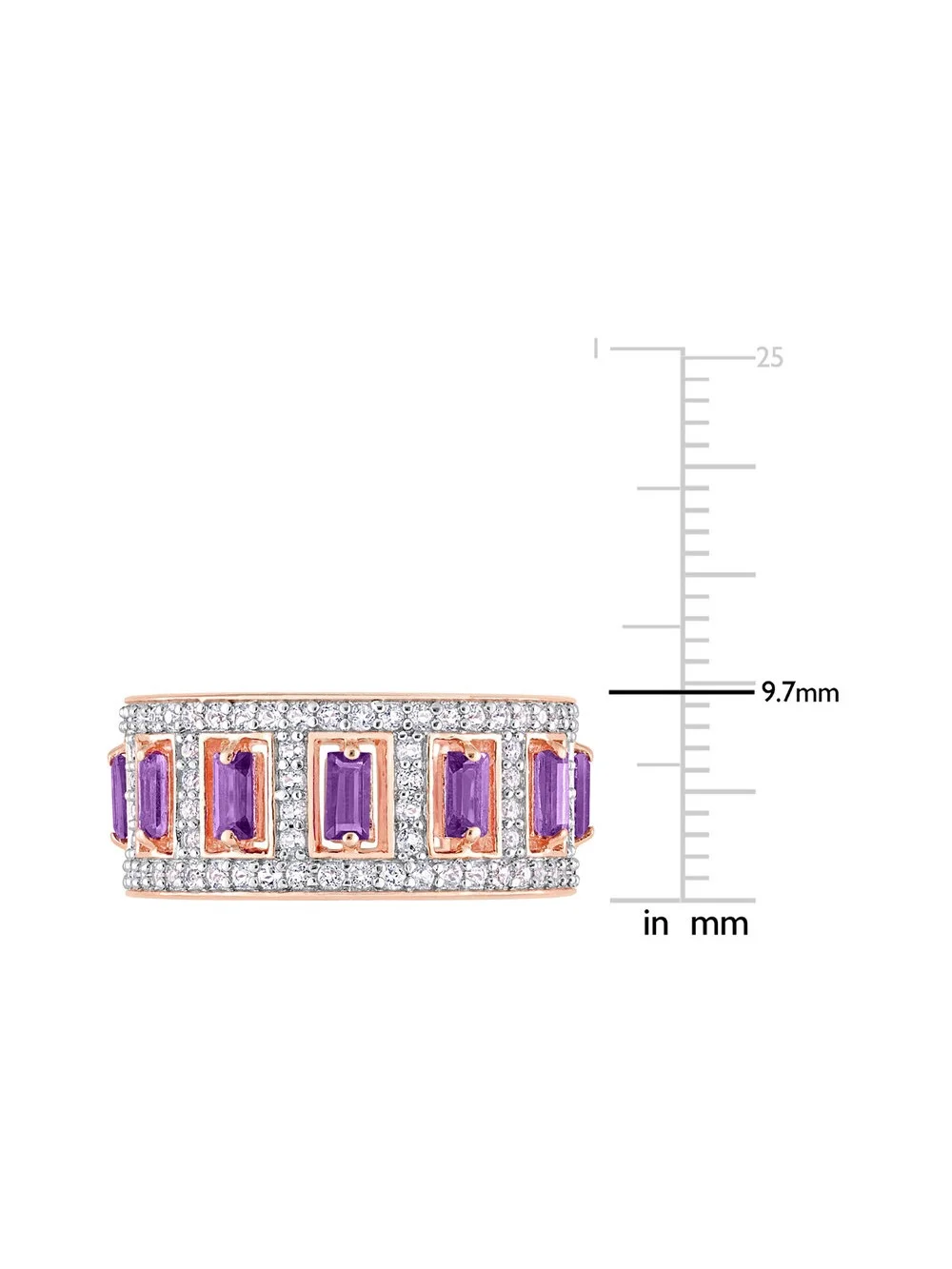 2.80 Carat (Ctw) African Amethyst and White Topaz Eternity Ring Band in Rose Plated Sterling Silver