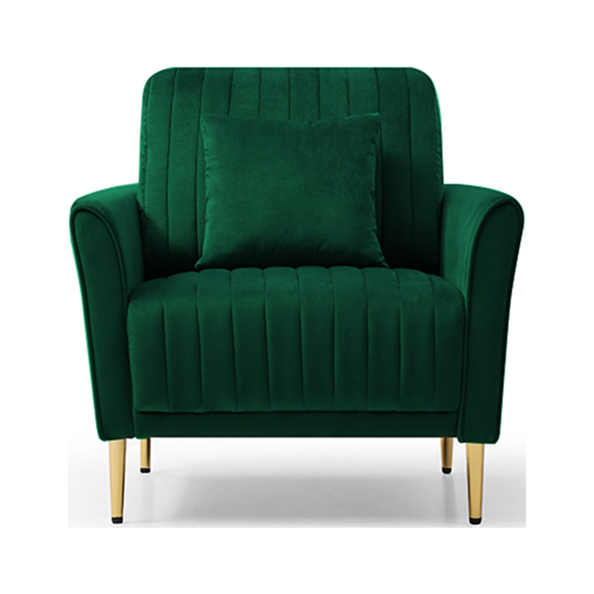 Channel Tufted Green Velvet Singel Living Room Sofa Accent Chair