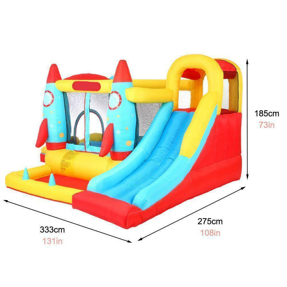 Kitsin Rocket Bounce House Inflatable Castle Jumping Surface Slide with Blower Summer Toys for Children