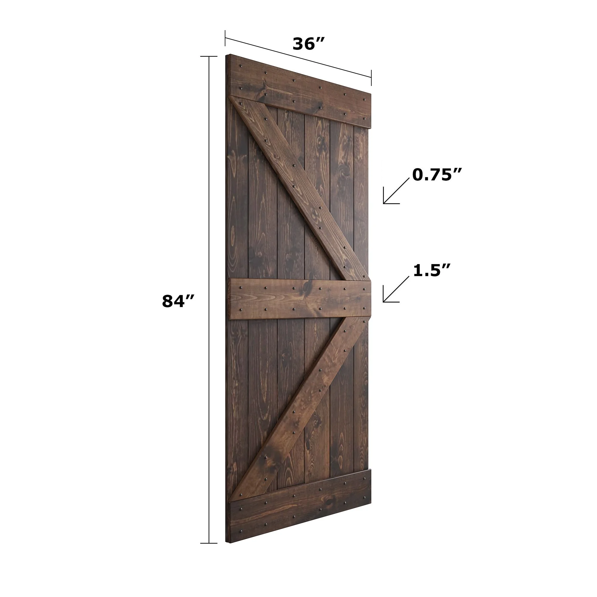 Coast Sequoia 36 in x 84 in K Style Finished DIY Knotty Pine Wood Sliding Barn Door With Hardware Kit (Kona Coffee)