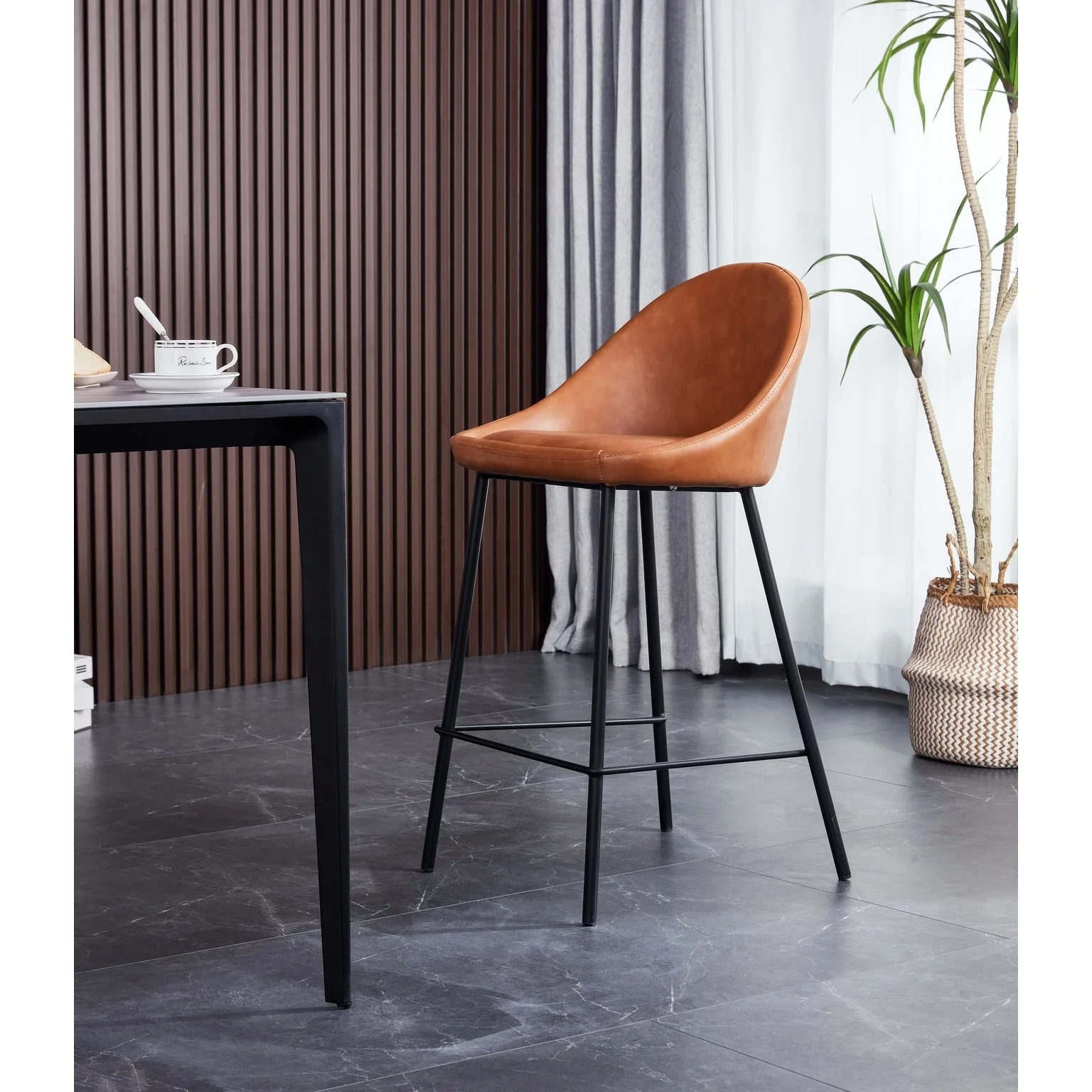 Vero Modern Bar Stool 26'' Seat (Set Of 2) Tan, Black - N/A Tan